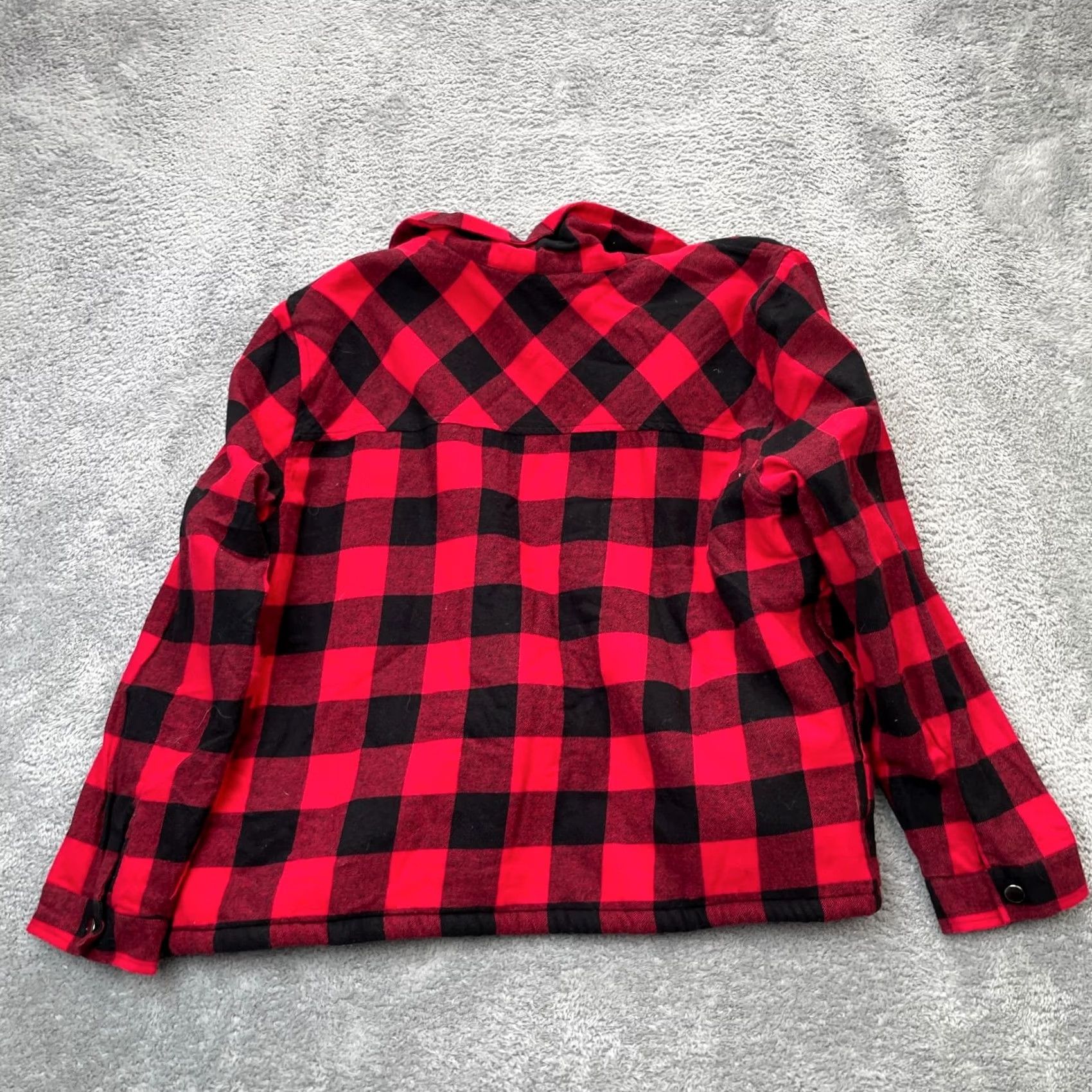 Lucky Brand VINTAGE Lucky Brand Jacket Womens XL Red Plaid Flannel Sherpa Jacket-Short Sleeve? Size XL / US 12-14 / IT 48-50 - 2 Thumbnail