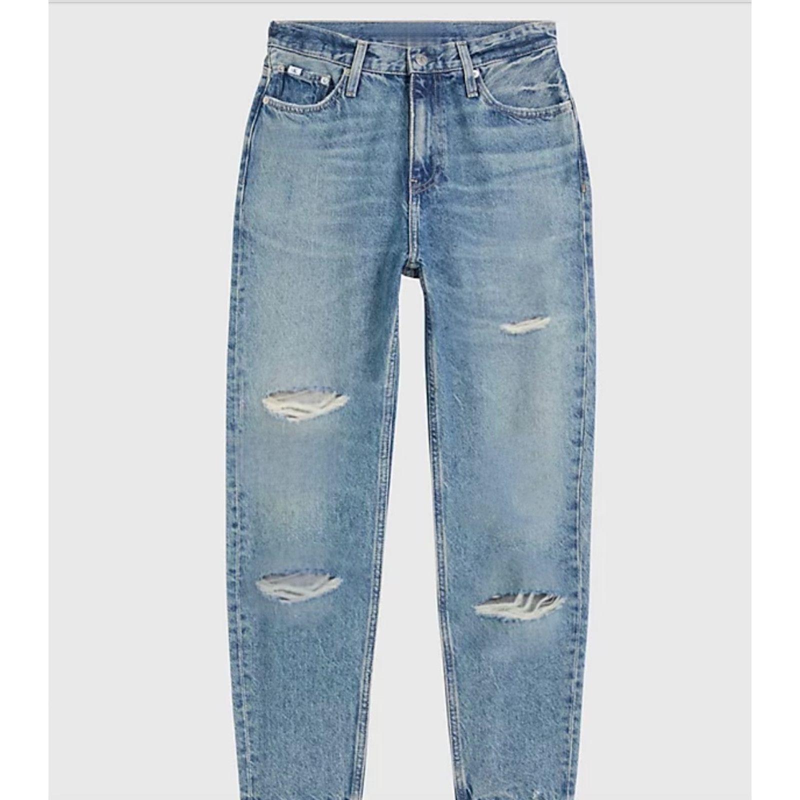 Calvin Klein Calvin Klein Light Wash Distressed Cuffed High-Rise Jeans 4 Size 27" / US 4 / IT 40 - 1 Thumbnail
