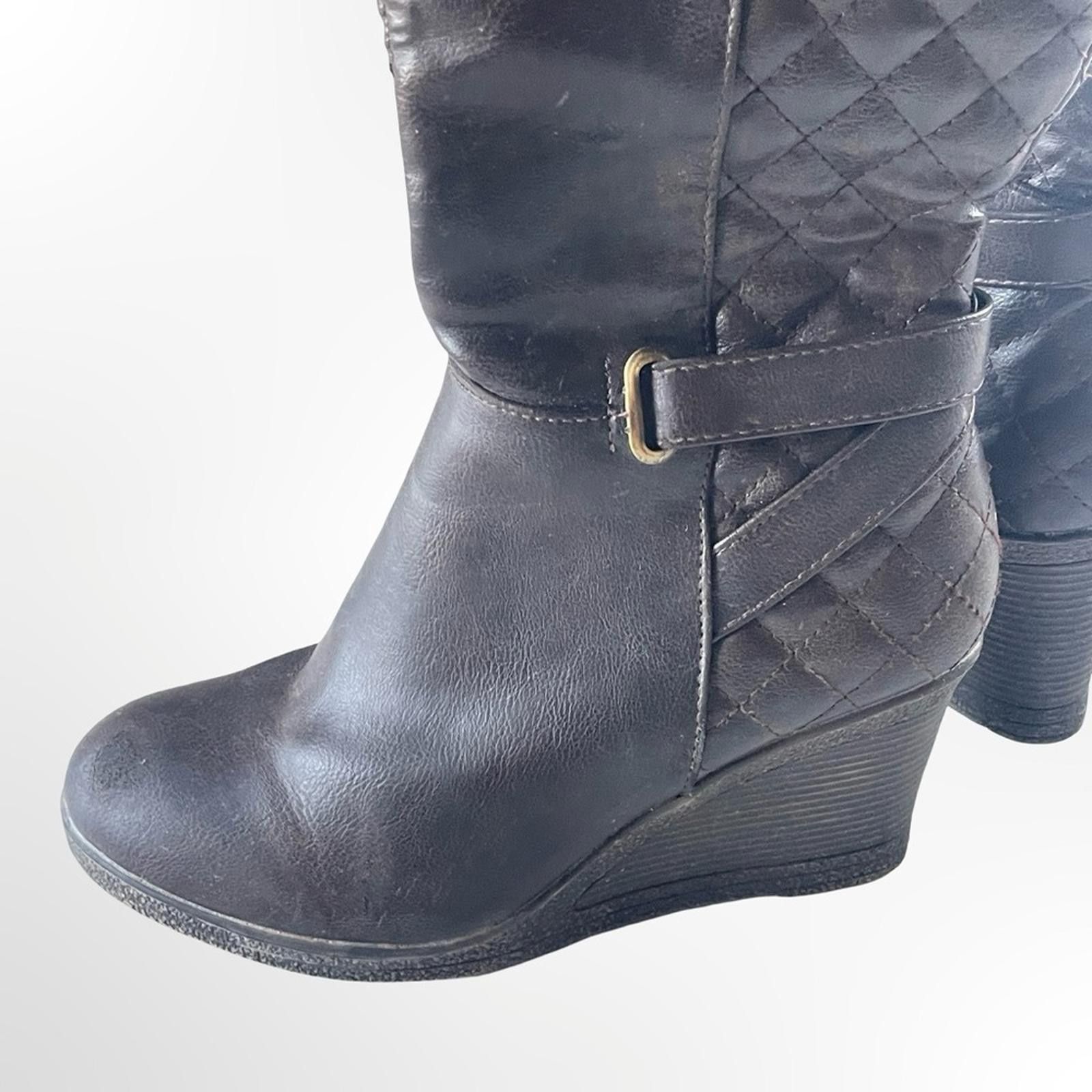 Other Vapose NY Brown Quilted Wedge Boots in size 8 Size US 8 / IT 38 - 2 Thumbnail