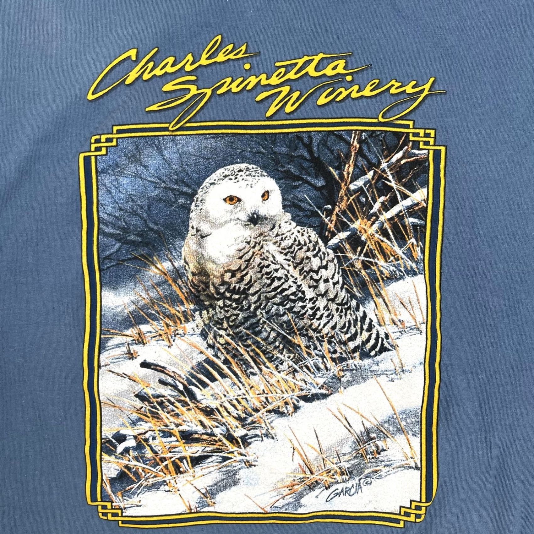 Hanes VINTAGE Charles Spinetta Winery T-Shirt Mens Large Blue Snowy Owl Hanes Beefy-T Size US L / EU 52-54 / 3 - 2 Thumbnail