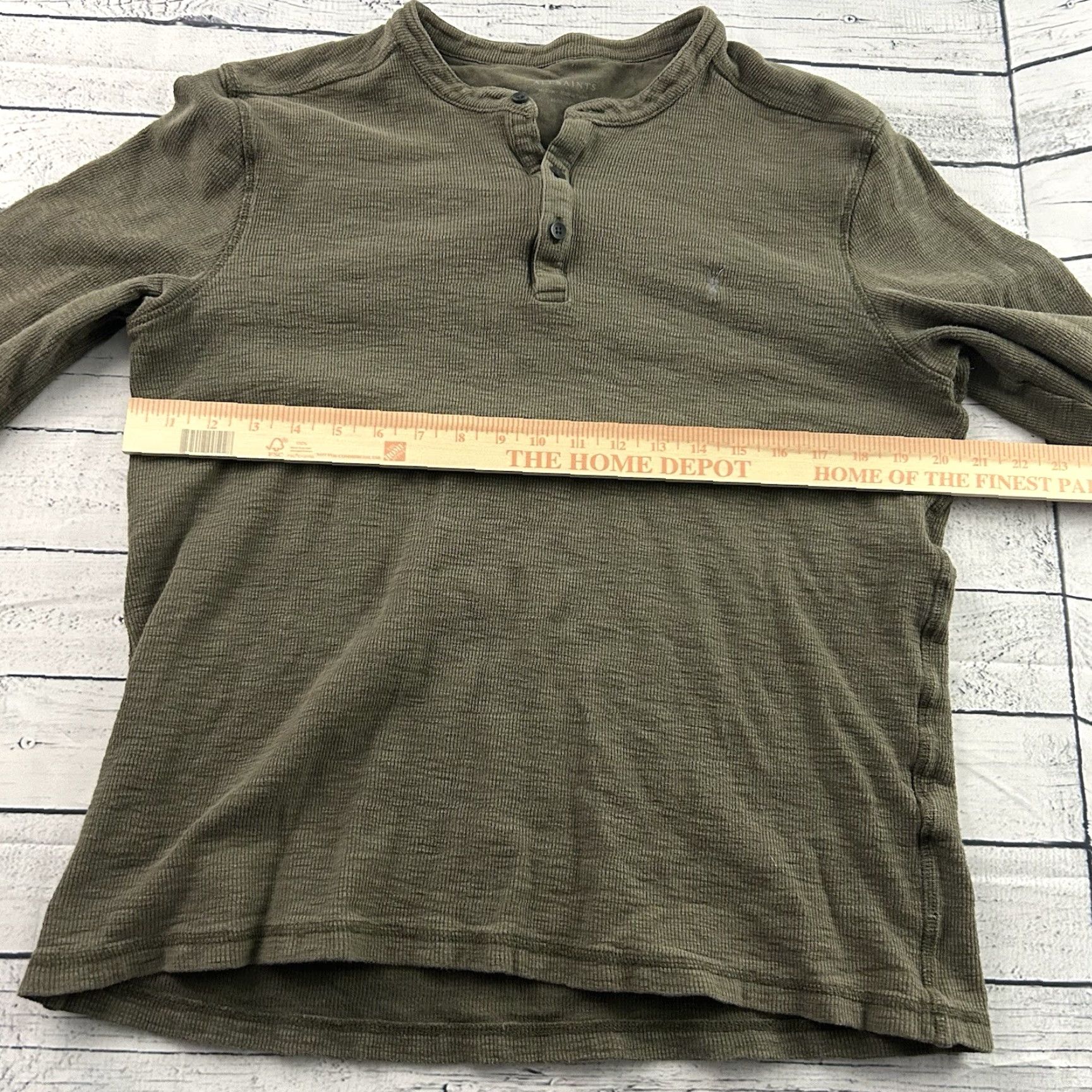 Allsaints All Saints Henley Shirt Mens M Brown Button-Up Long Sleeve Regular Fit Size US M / EU 48-50 / 2 - 3 Thumbnail
