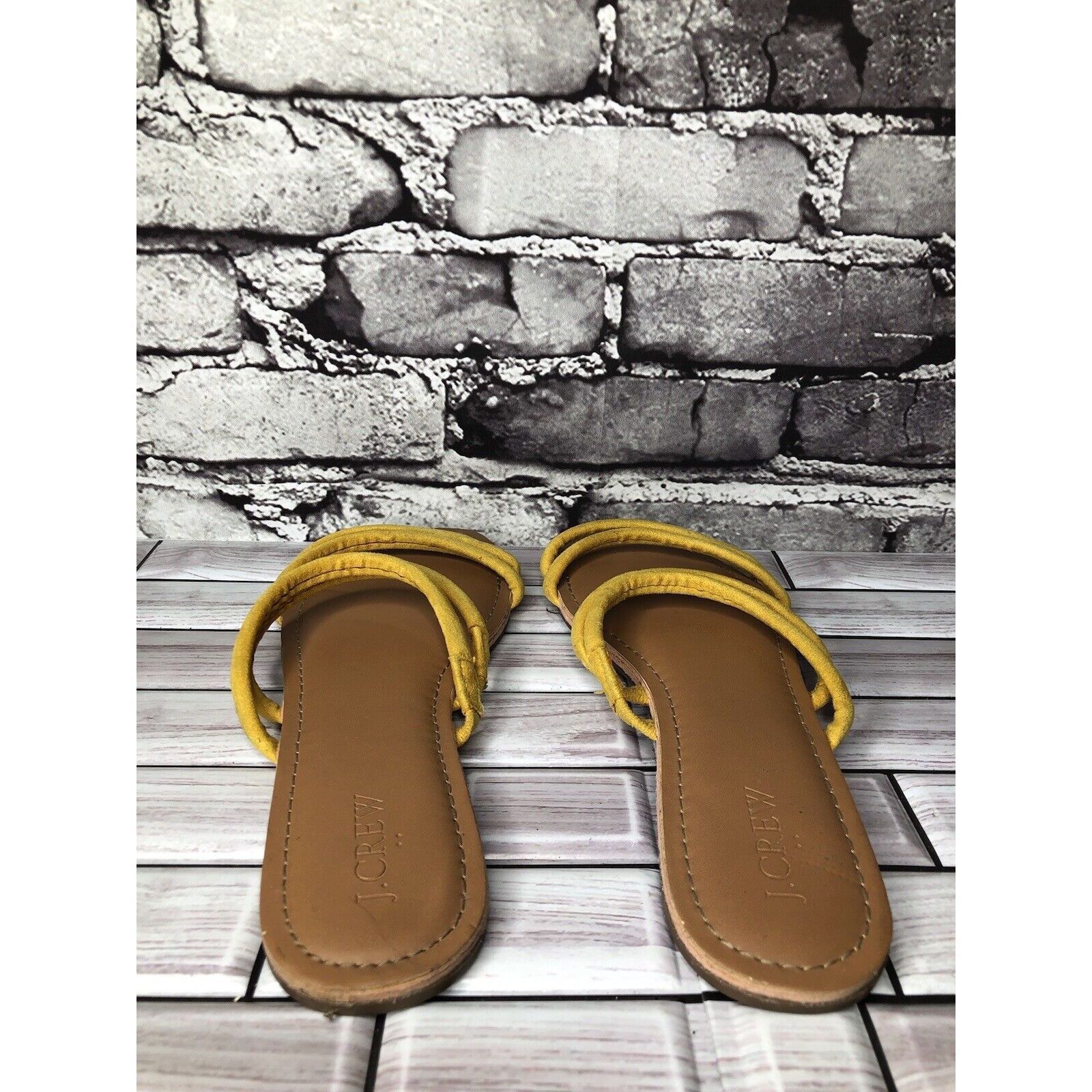 J.Crew J. Crew Factory Seaside Yellow Suede Double Strap Slides San Size US 9 / IT 39 - 5 Thumbnail