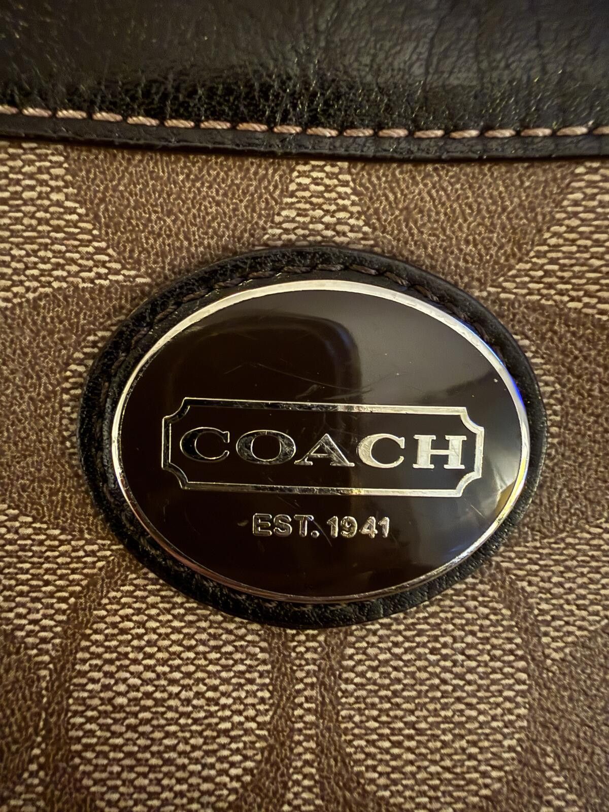 Coach Coach Signature Brown Crossbody Bag with Black Leather Trim Size ONE SIZE - 3 Thumbnail