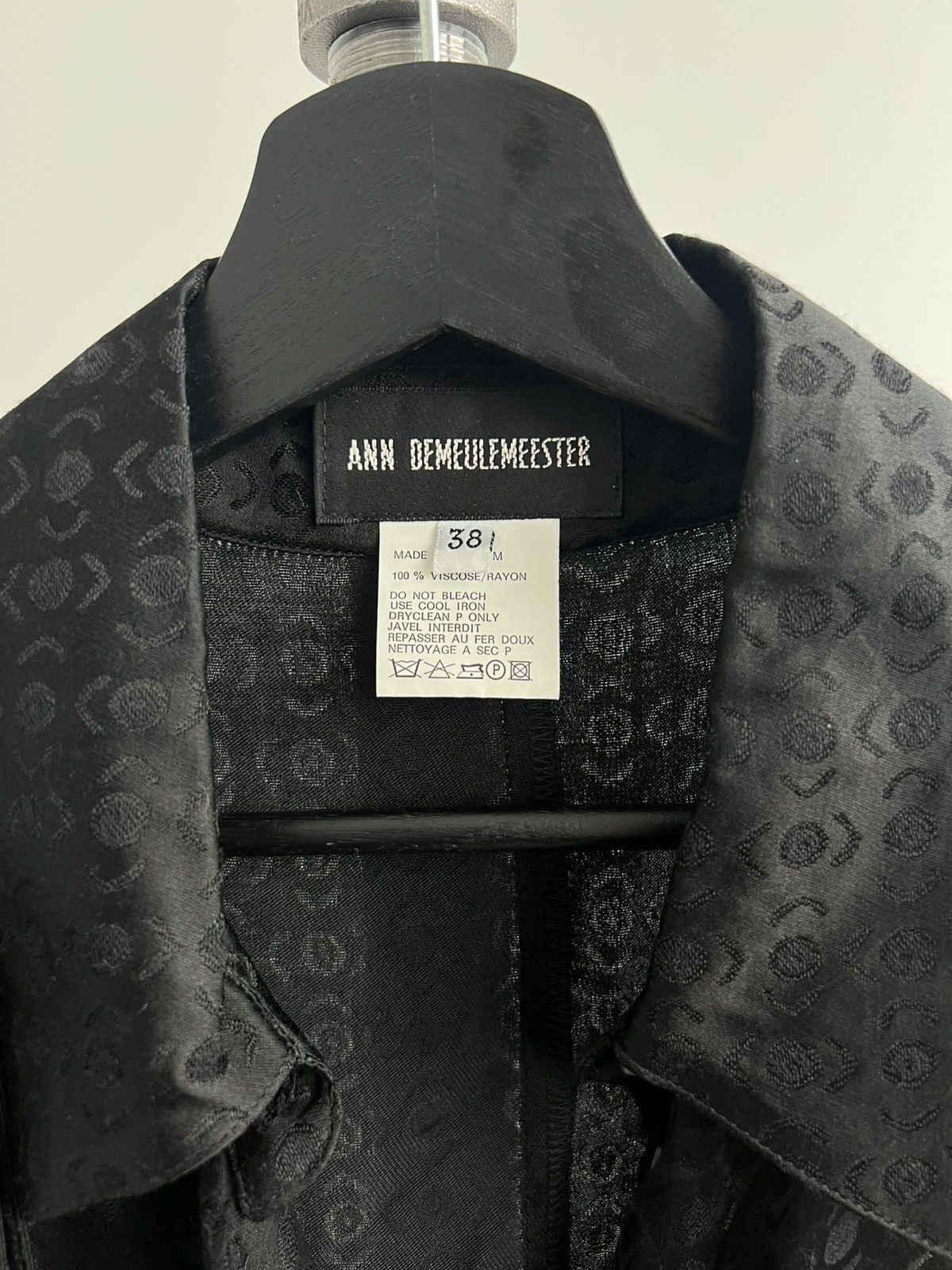 Ann Demeulemeester AW95 Black Patterned Belted Shirtdress Size XS / US 0-2 / IT 36-38 - 3 Thumbnail
