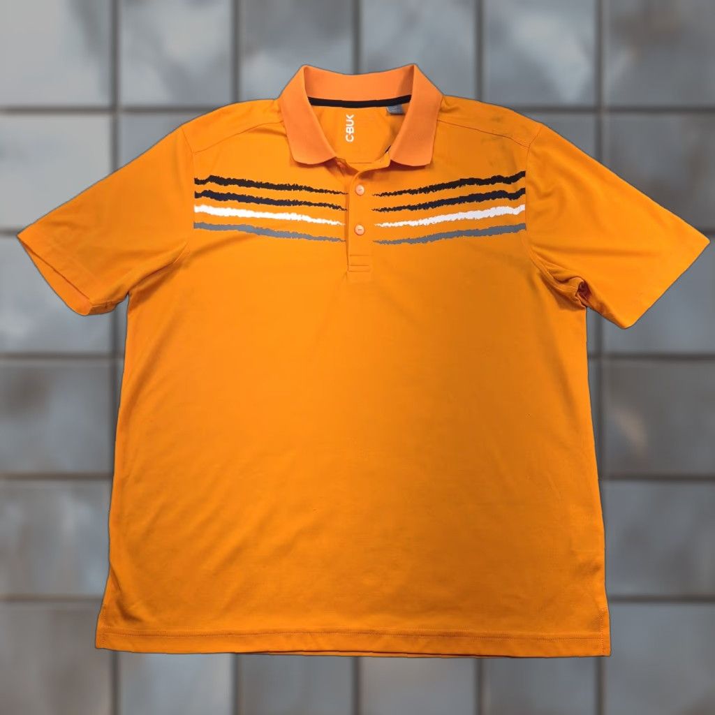 Vintage CBUK Golf Polo Shirt Mens L Orange Stripe Short Sleeve Knit Performance Size US L / EU 52-54 / 3 - 1 Thumbnail