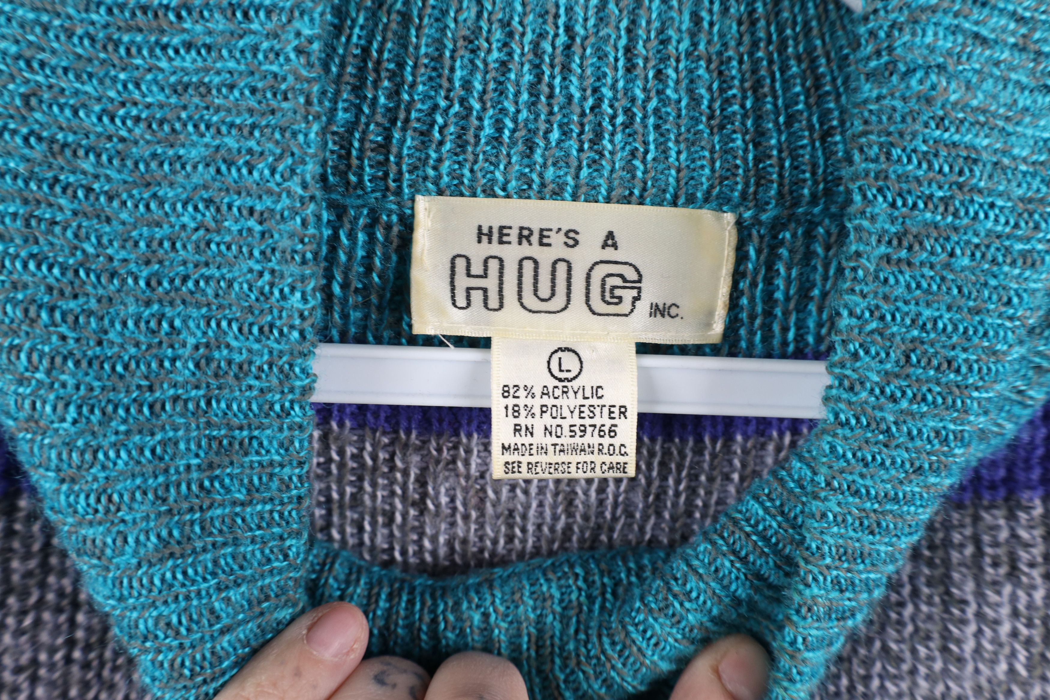 Vintage Vintage 90s Streetwear Striped Ribbed Knit Mock Neck Sweater Size L / US 10 / IT 46 - 6 Thumbnail