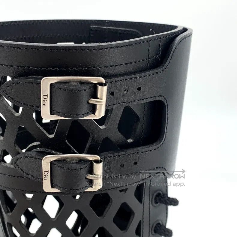 Dior Dior Black hollow mesh leather lace-up mid-boots Size US 5.5 / IT 35.5 - 9 Thumbnail