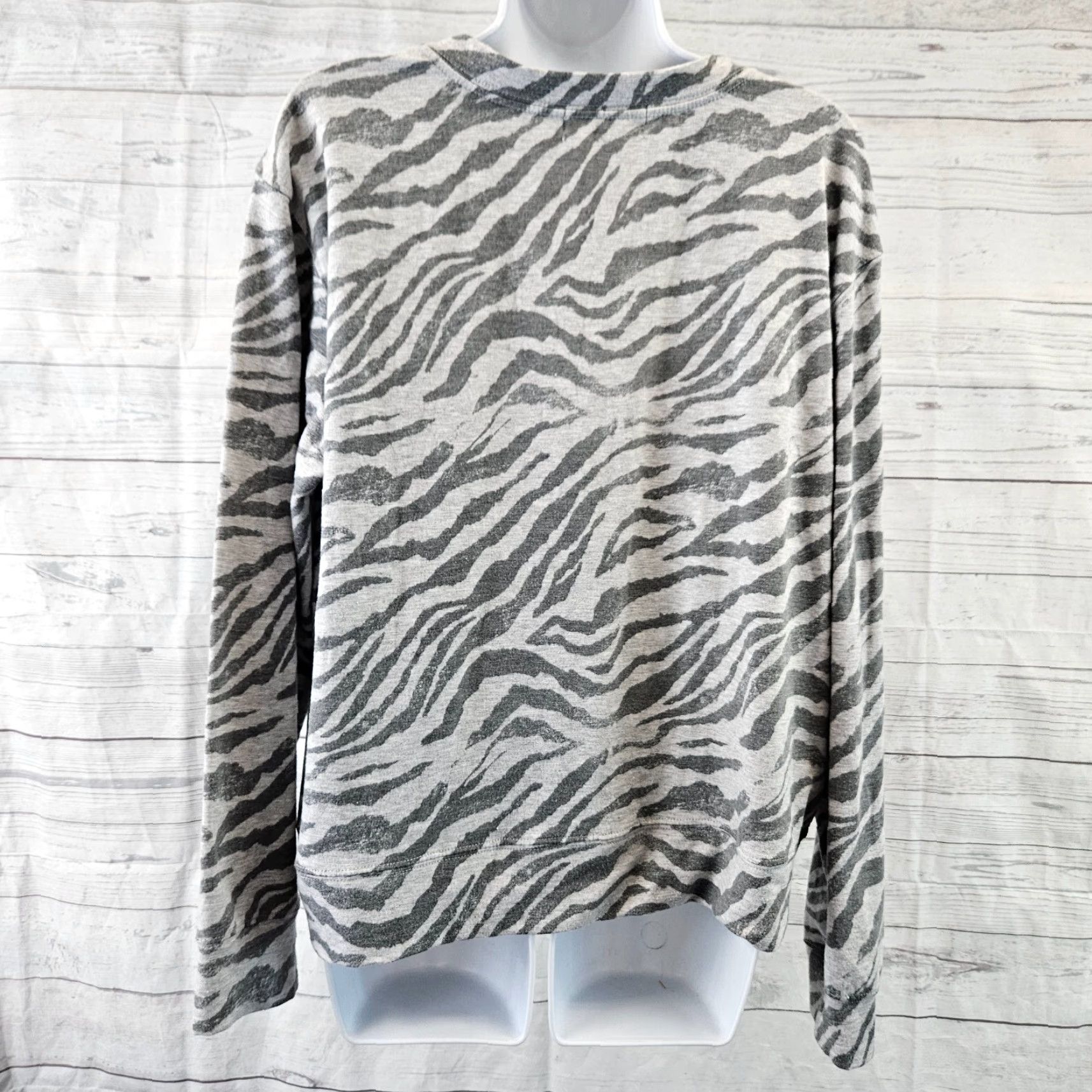 Vintage Knox Rose Womens Top XL Gray Animal Print Long Sleeve Twisted Front Pullover Round Neck Casual Shirt Womens Size XL / US 12-14 / IT 48-50 - 4 Thumbnail