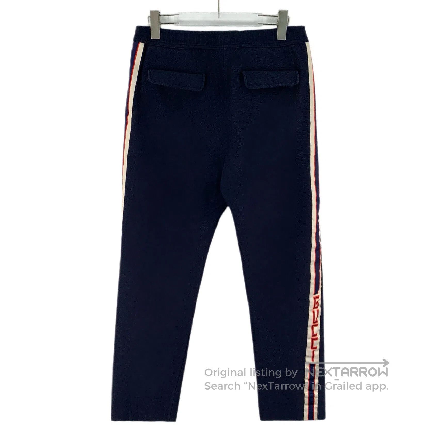 Gucci Guicci Navy Blue Side Striped Logo Letter Casual Trousers| Size US 30 / EU 46 - 2 Thumbnail