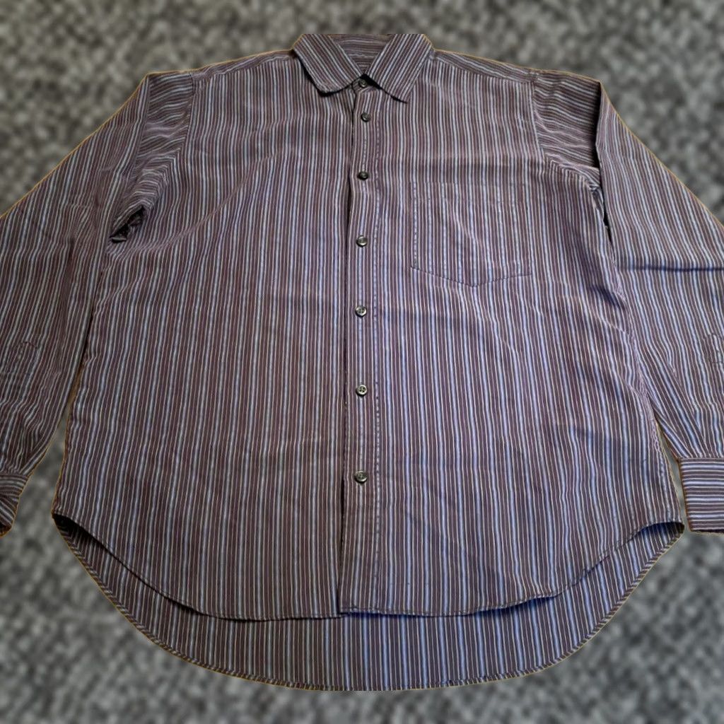BUGATCHI Bugatchi Uomo Shirt Long Sleeve Purple Stripe Size M Mens Size US M / EU 48-50 / 2 - 1 Thumbnail