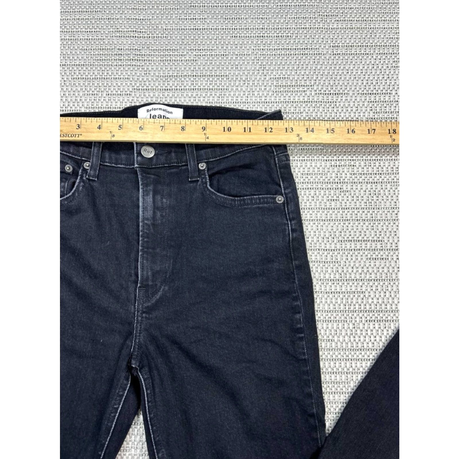 Reformation Reformation Jeans Womens 27 Black Denim Mid Rise Skinny Distressed Pockets 5-Pocket City Preppy Cotton Size 27" / US 4 / IT 40 - 3 Thumbnail