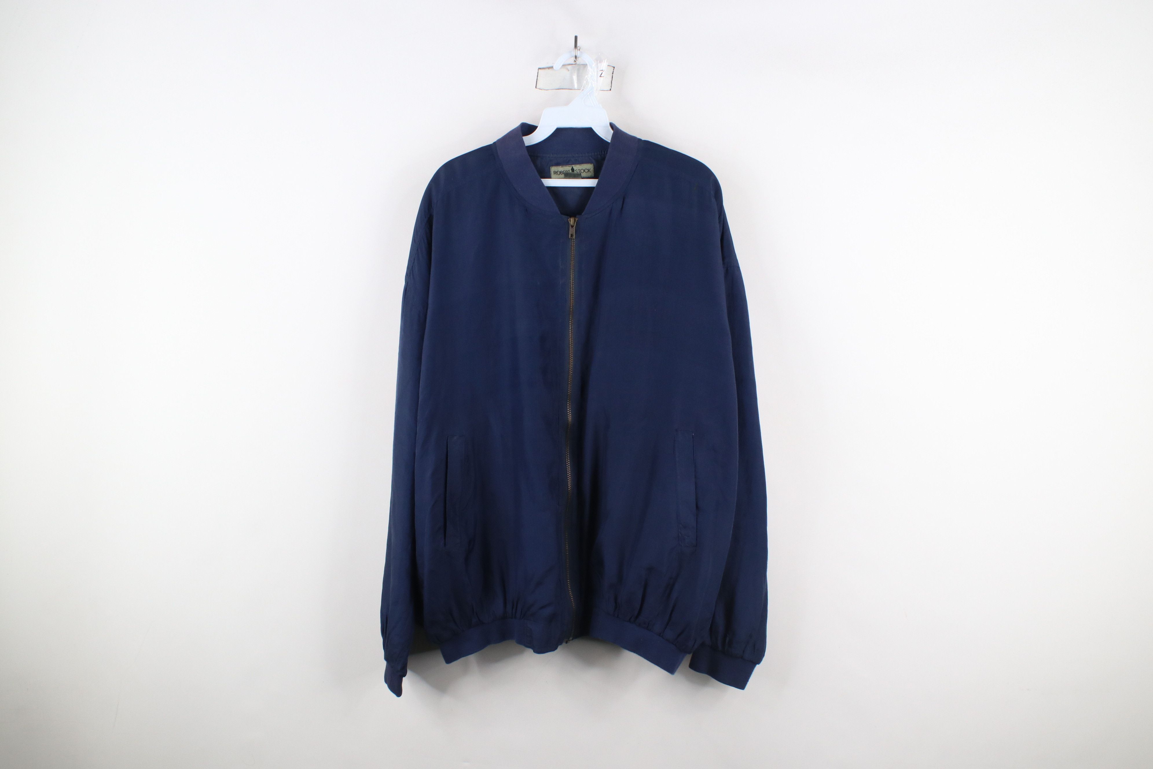 Vintage Vintage 90s Streetwear Silk Full Zip Bomber Jacket Navy Blue Size US L / EU 52-54 / 3 - 1 Thumbnail
