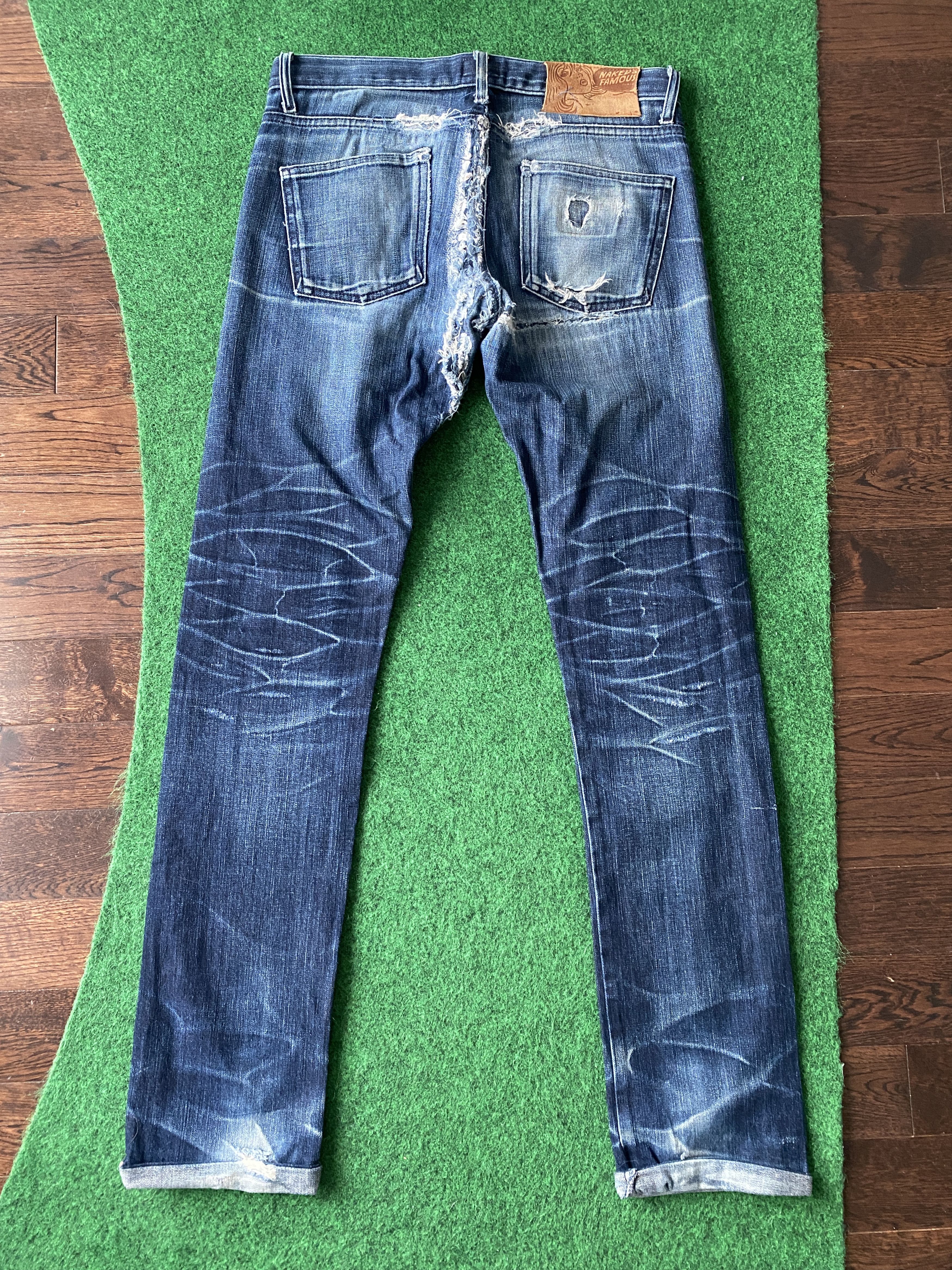 Naked & Famous Skinny Guy Broken Twill Selvedge Size US 31 - 2 Thumbnail