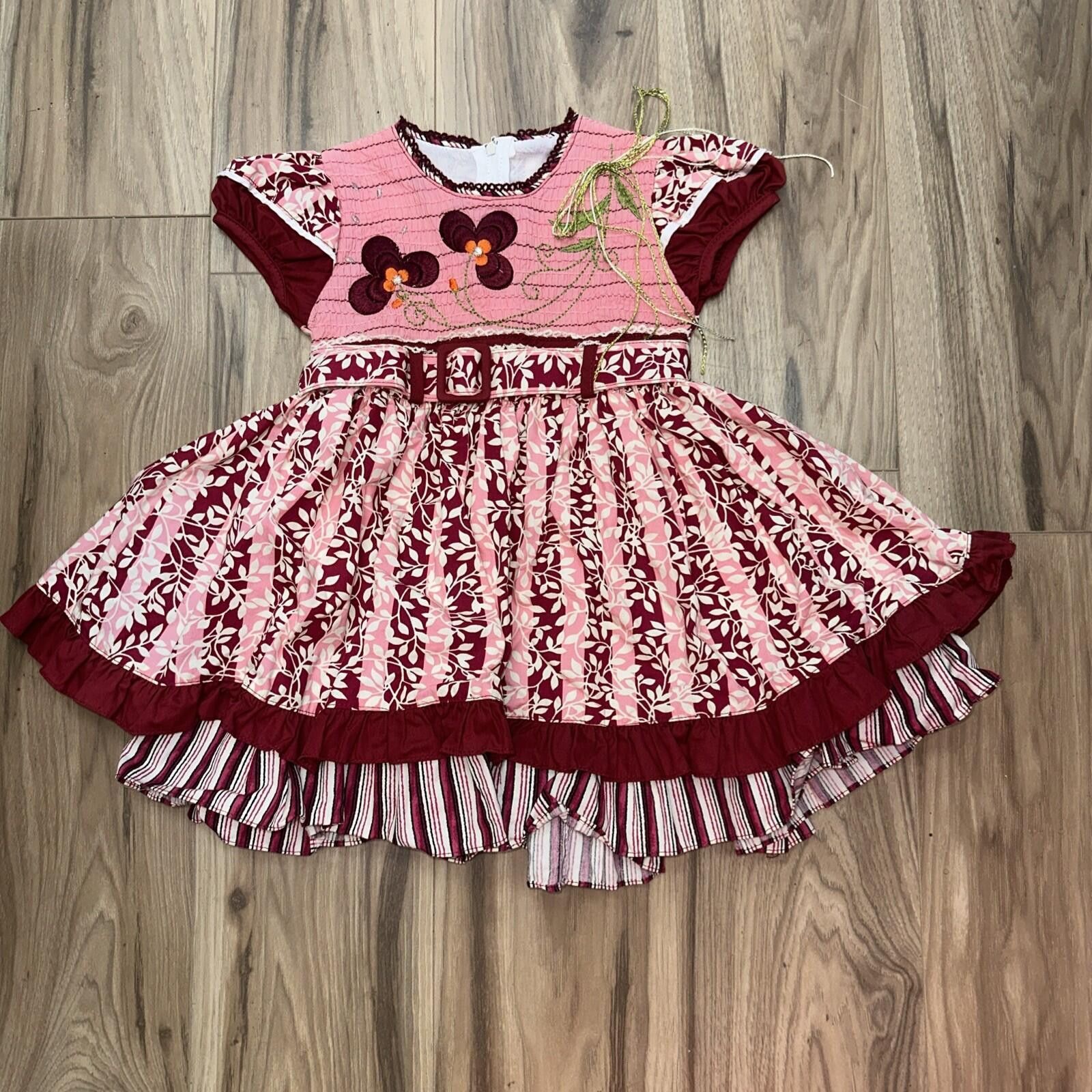 Other Girls Burgundy A Line Floral Two Layer Dress Size 4 T Size ONE SIZE - 1 Thumbnail