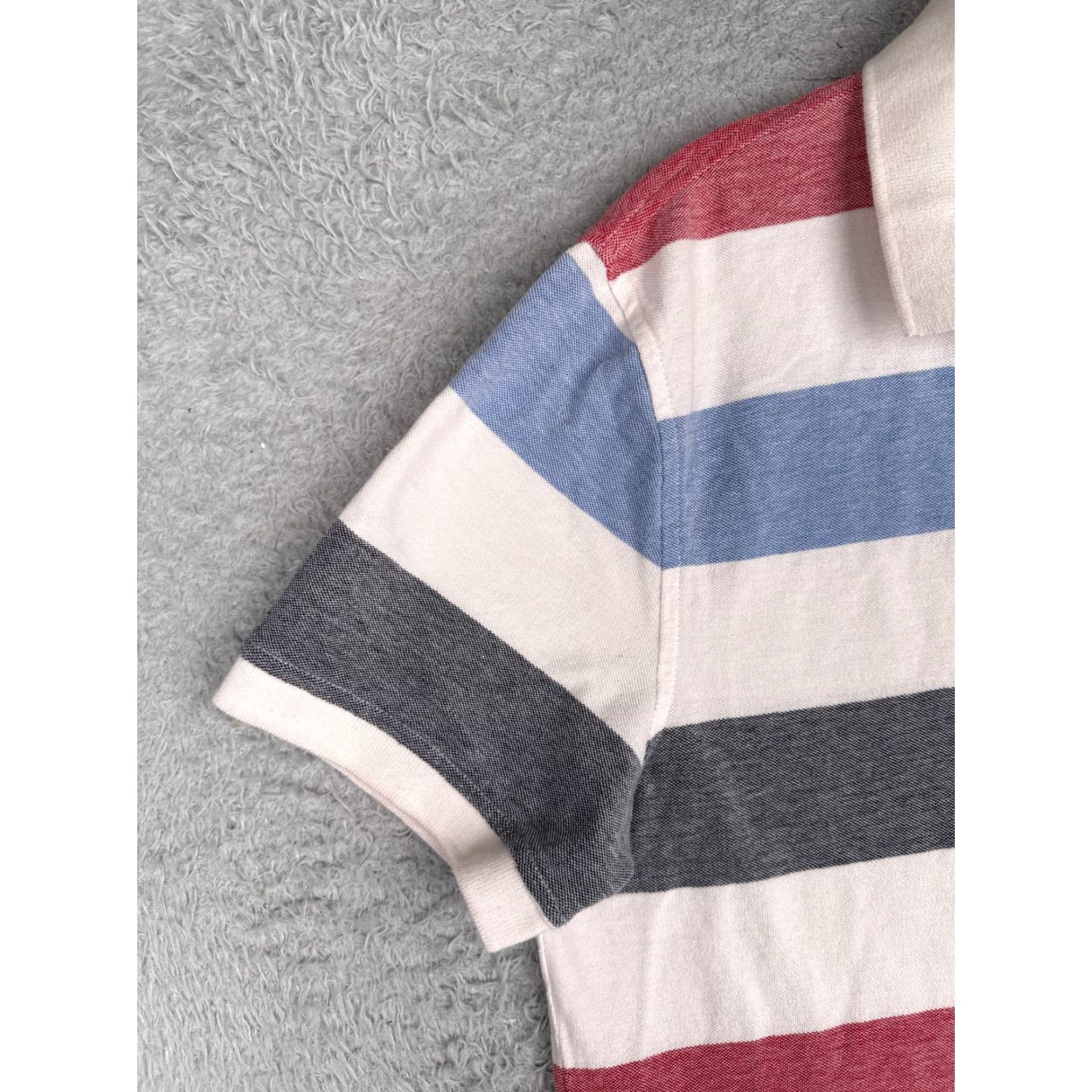 Tommy Hilfiger Tommy Hilfiger Polo Shirt Men Large White Blue Red Stripe Cotton Custom Fit READ Size US L / EU 52-54 / 3 - 3 Thumbnail