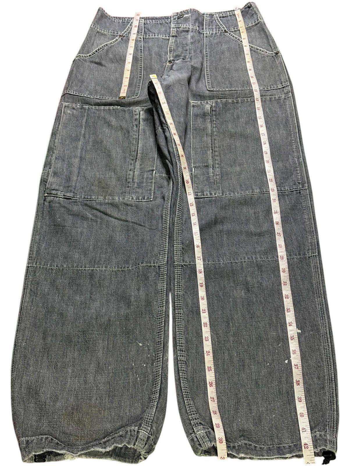 Japanese Brand × Rocawear Vintage Japanese Brand Tactical Cargo Acid Mud Wash Jeans Size US 29 - 12 Thumbnail