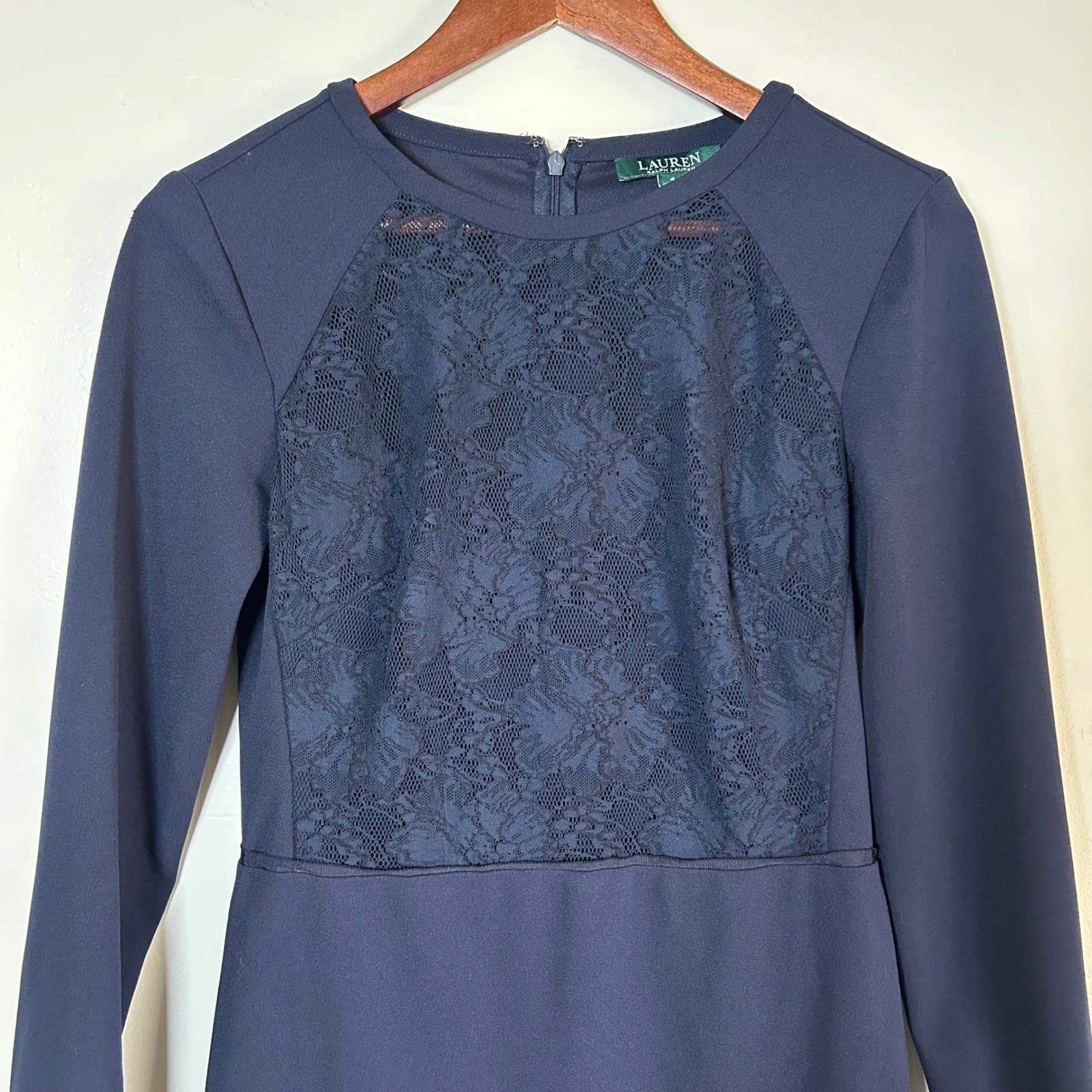 Lauren Ralph Lauren Lauren Ralph Lauren Sheath Dress Womens 4 Navy Blue Lace Size S / US 4 / IT 40 - 4 Thumbnail