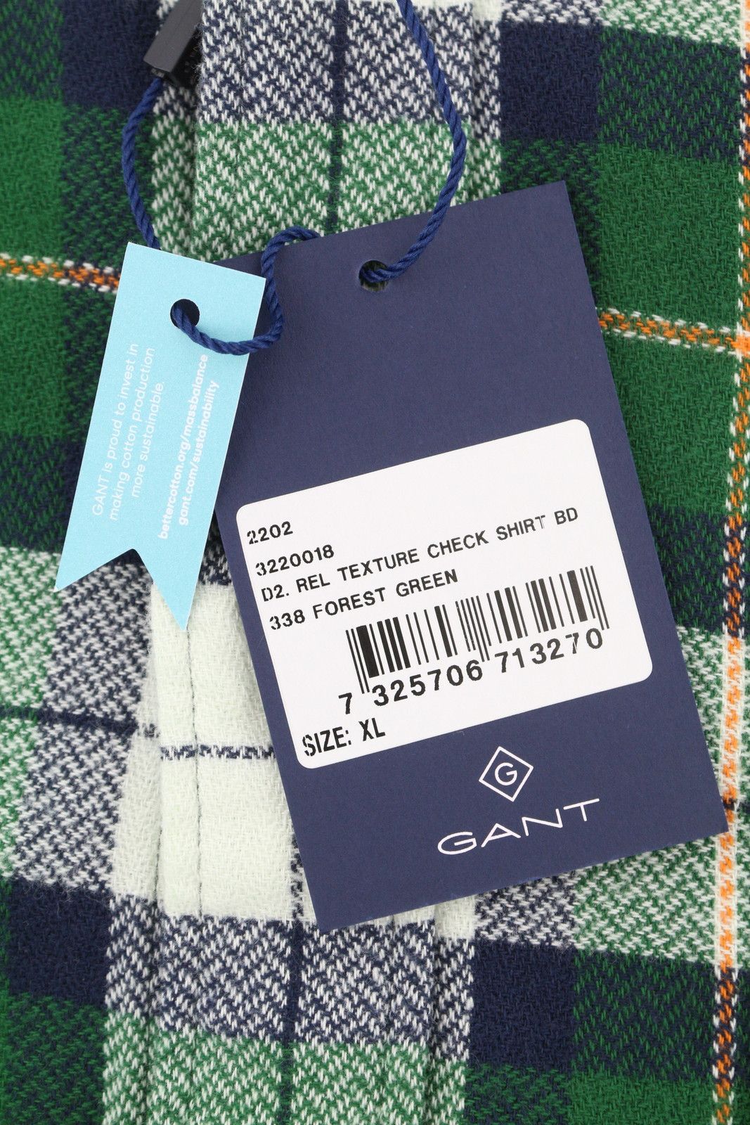 Gant REL TEXTURE CHECK XL Forest Green Flannel Button 87507 Size US XL / EU 56 / 4 - 8 Thumbnail