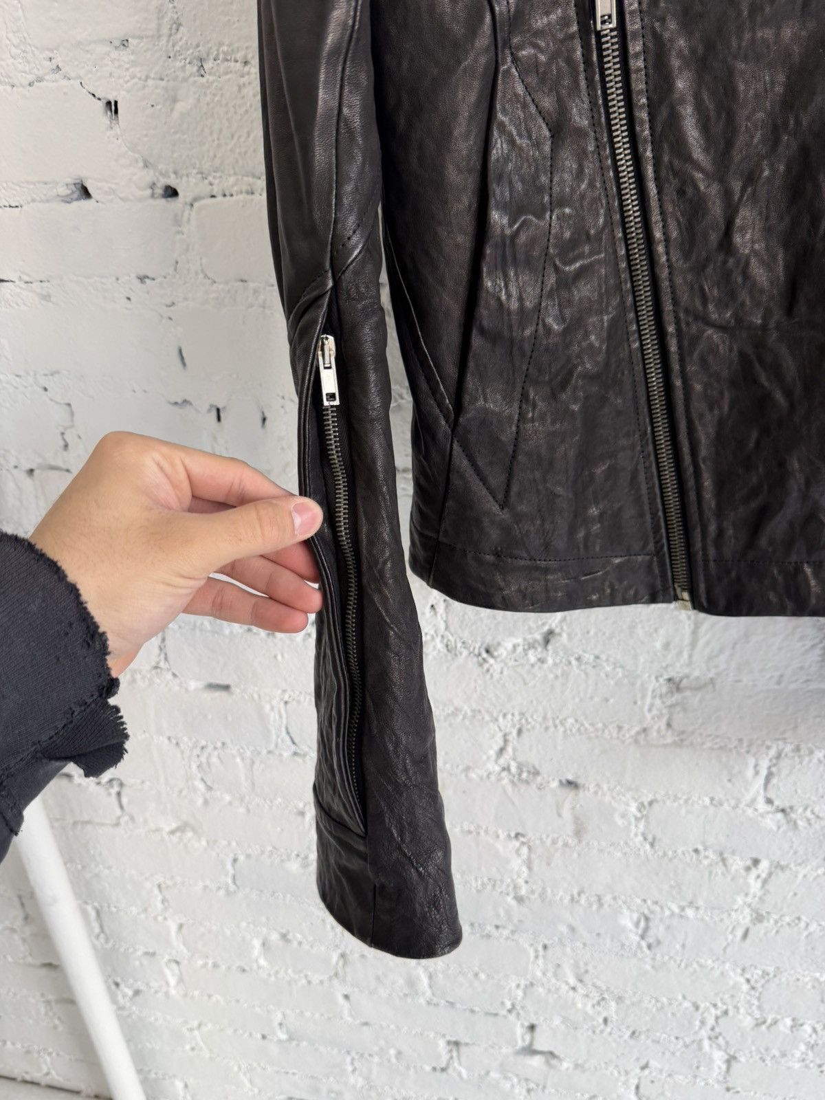Rick Owens 2009 RICK OWENS ‘CRUST’ LEATHER JACKET Size US XS / EU 42 / 0 - 2 Thumbnail