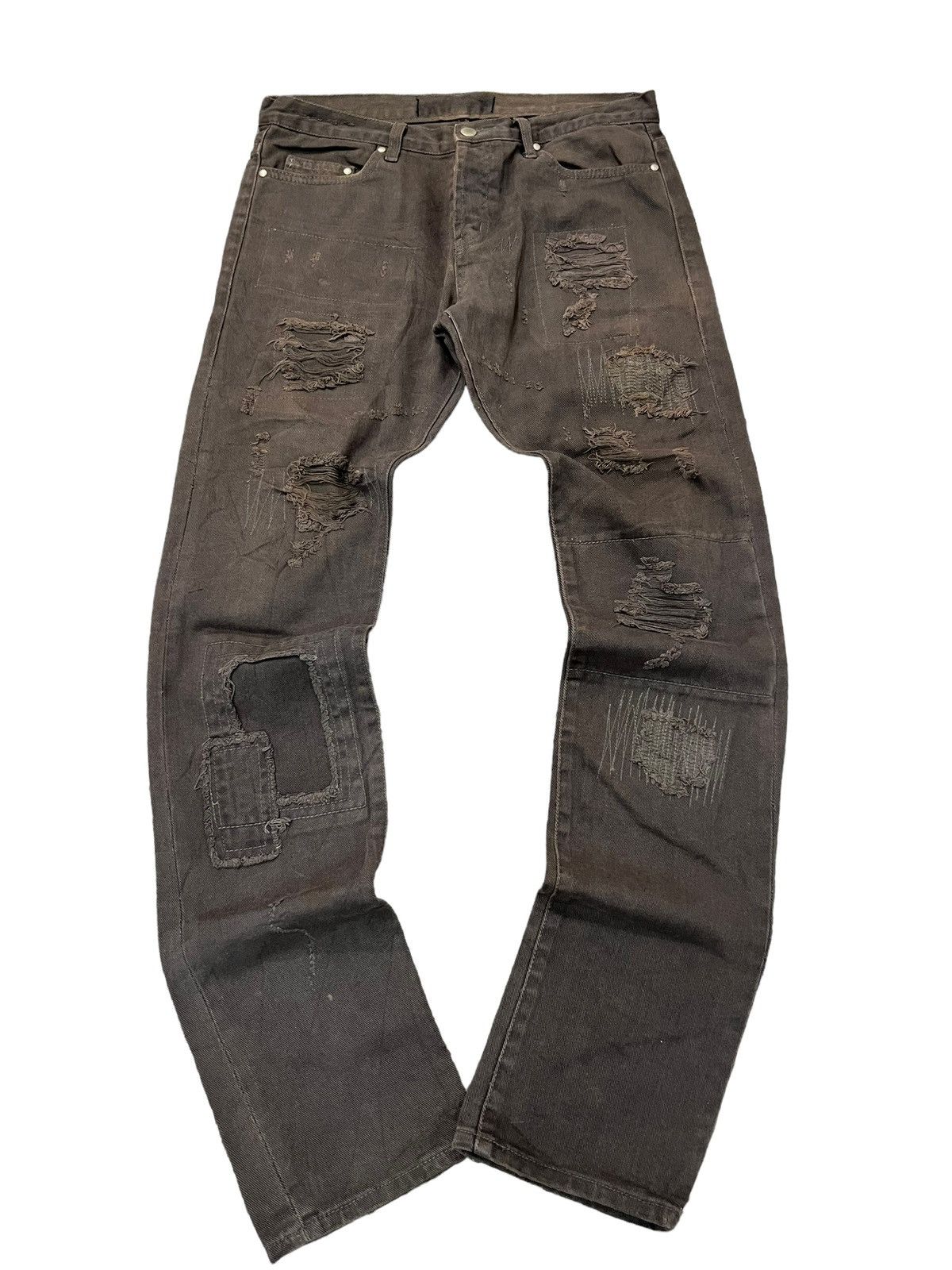 Pre-owned Kapital Boro Denim Distress Patchwork In Black/gray