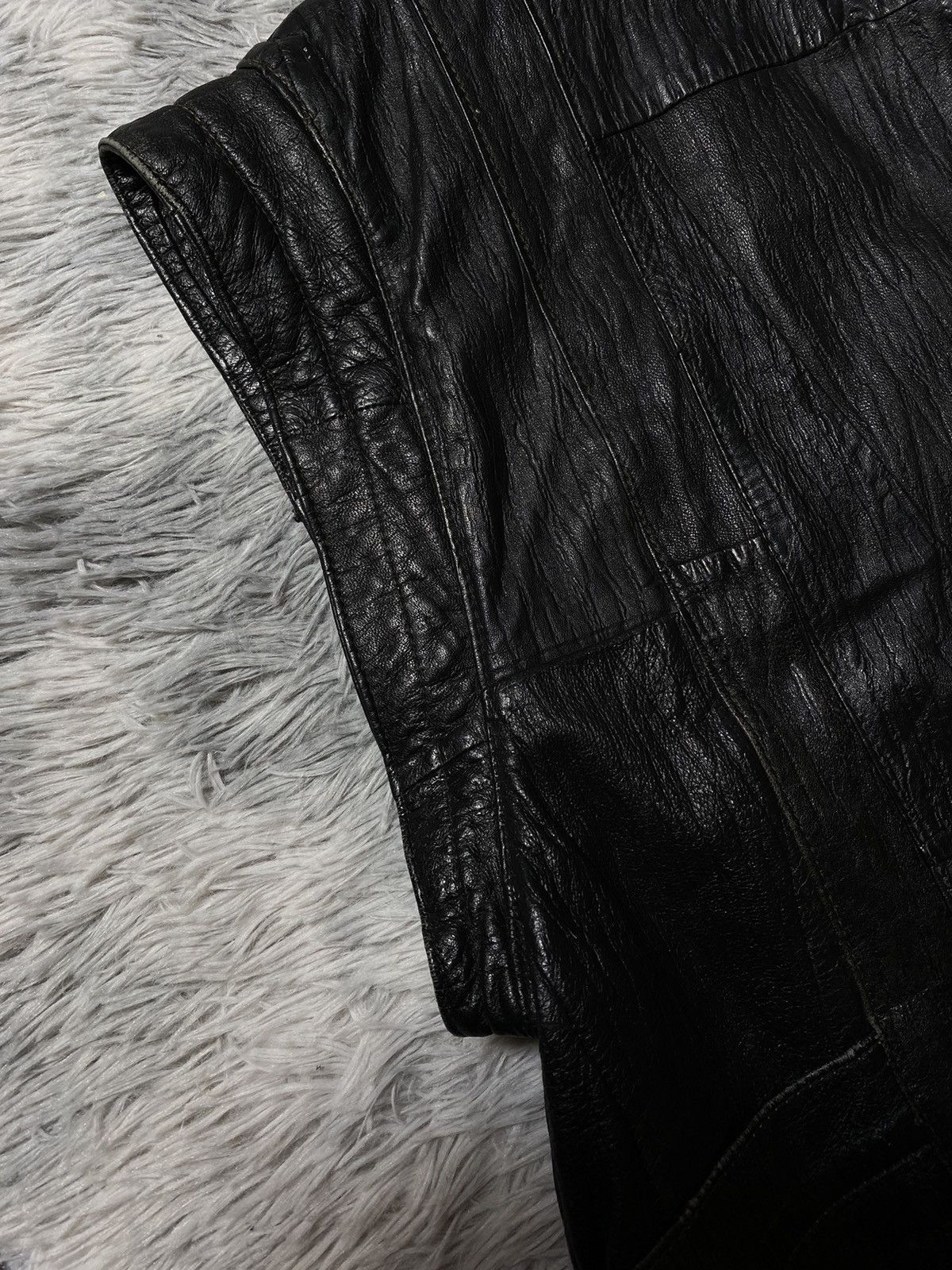 Genuine Leather Disstresed Vintage Black Sleeveless Jacket 36 Japanese Brand Size 36R - 6 Thumbnail