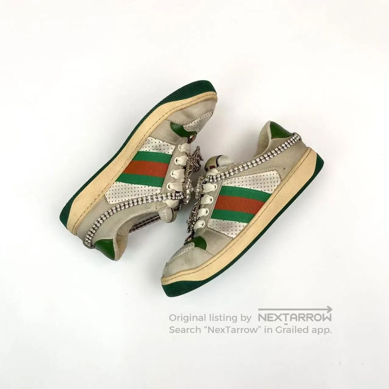 Gucci Guicci Rhinestone pendant classic dirty shoes| Size US 4.5 / IT 34.5 - 4 Thumbnail