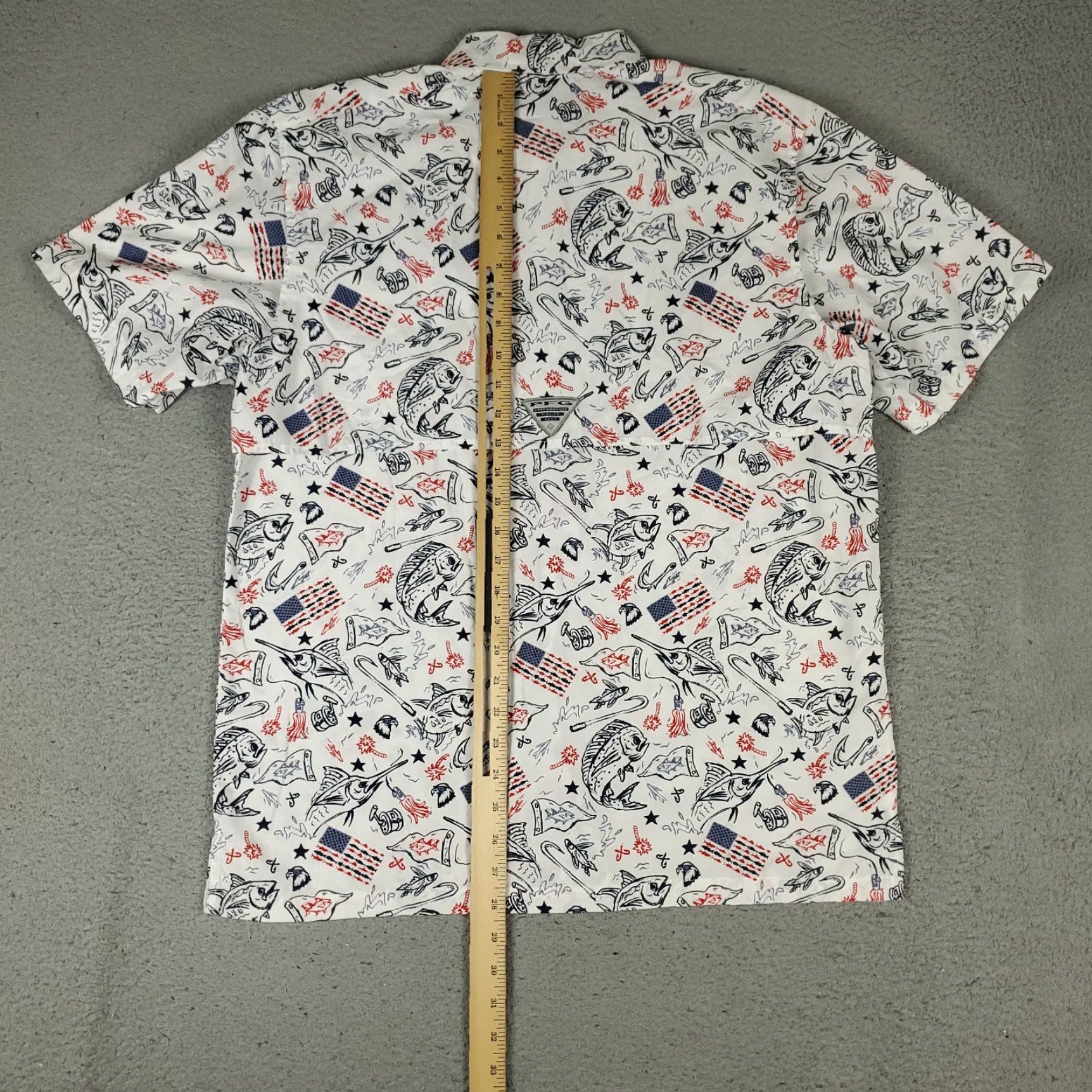 Vintage Columbia Shirt Mens Small White/Blue USA Print Button-Up Short Sleeve Size US S / EU 44-46 / 1 - 3 Thumbnail