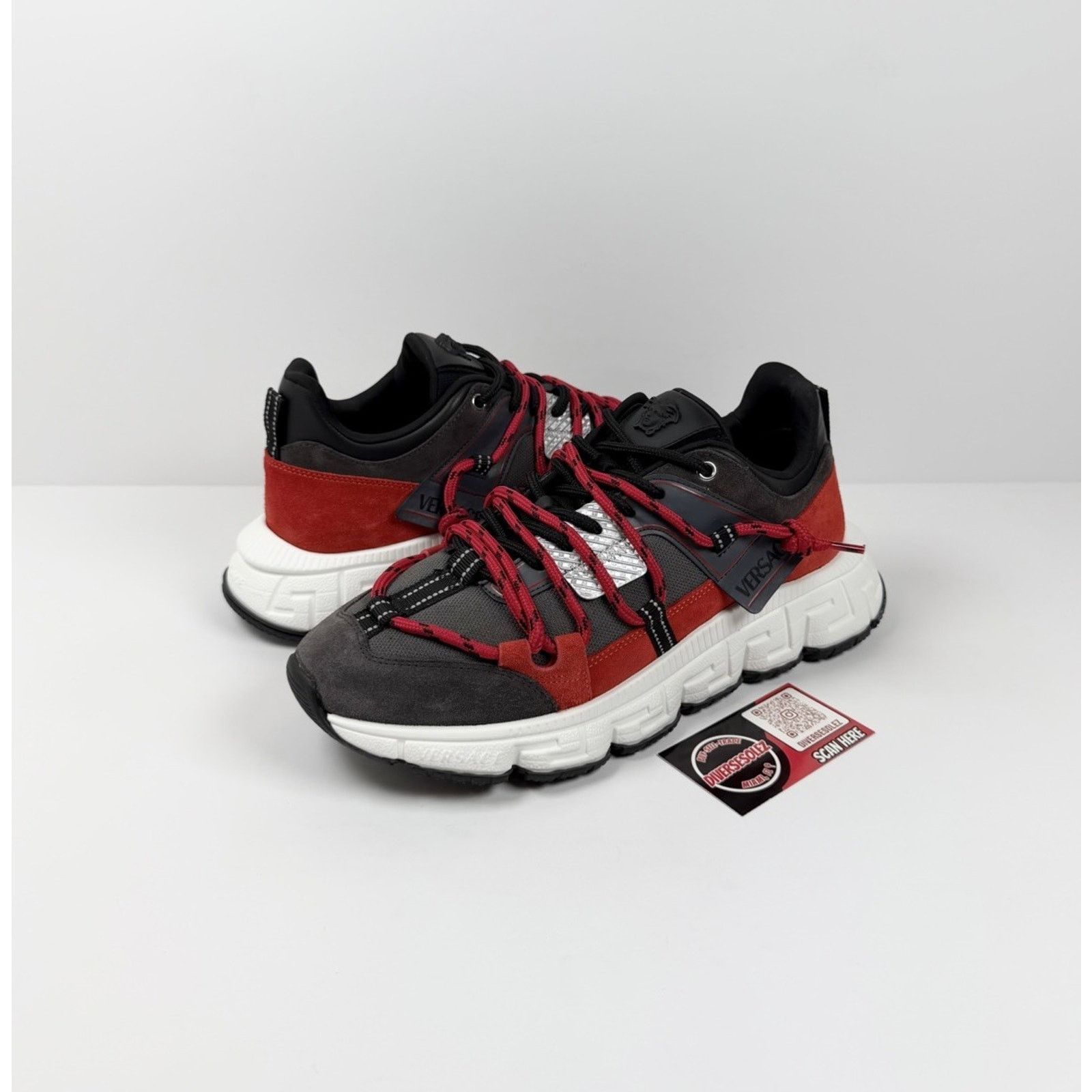 Versace Size 41EU/8US - Versace Trigreca Black Red Sneakers NEW! Size US 8 / EU 41 - 1 Thumbnail