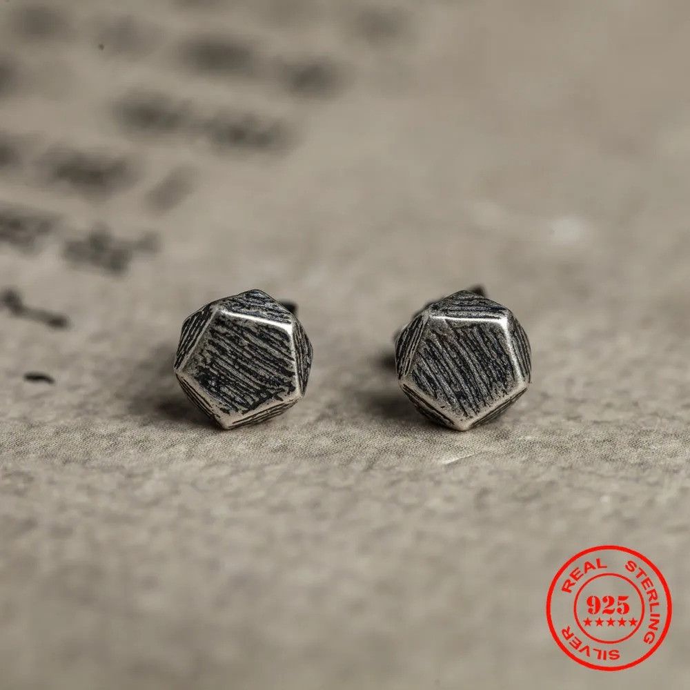 Jewelry Pentagon Geometric Stud Earrings 925 Sterling Ear Charm Gift Size ONE SIZE - 3 Thumbnail