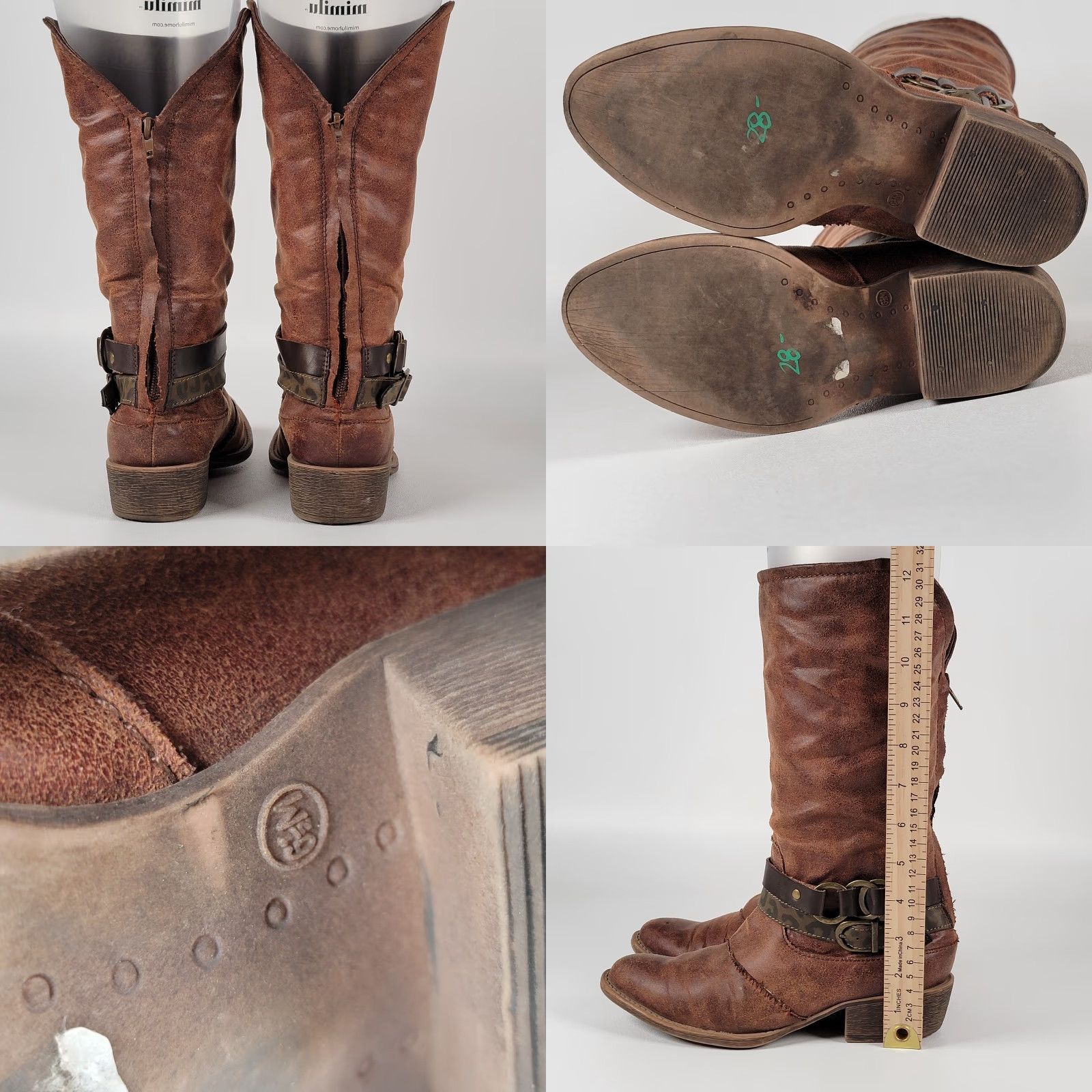 BKE BKE Sole Boots Women Riding Boot Brown FauxLeather Size 8.5 Ankle Zip Southwest Studded Round Toe Casual Size US 9 / IT 39 - 8 Thumbnail