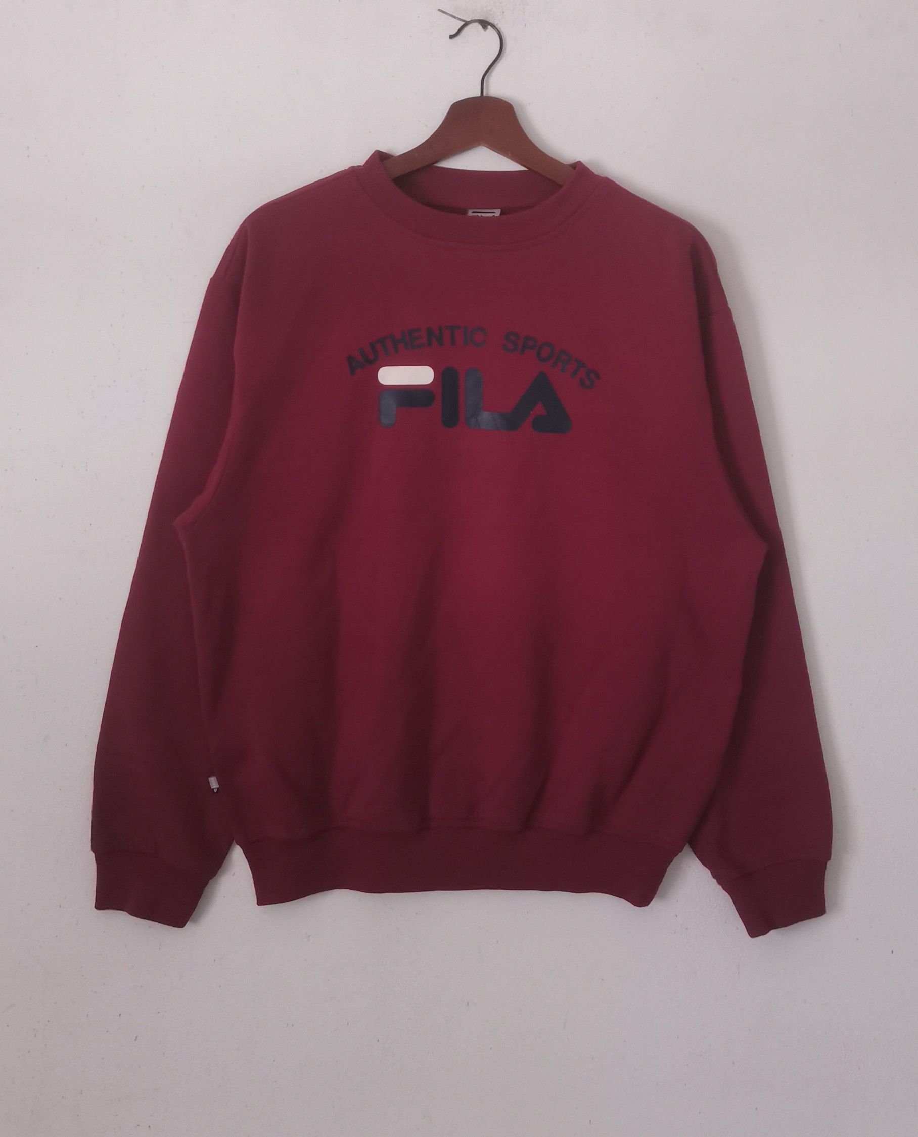 Fila × Vintage Rare Fila sweatshirt big logo maroon colour Size US L / EU 52-54 / 3 - 1 Thumbnail