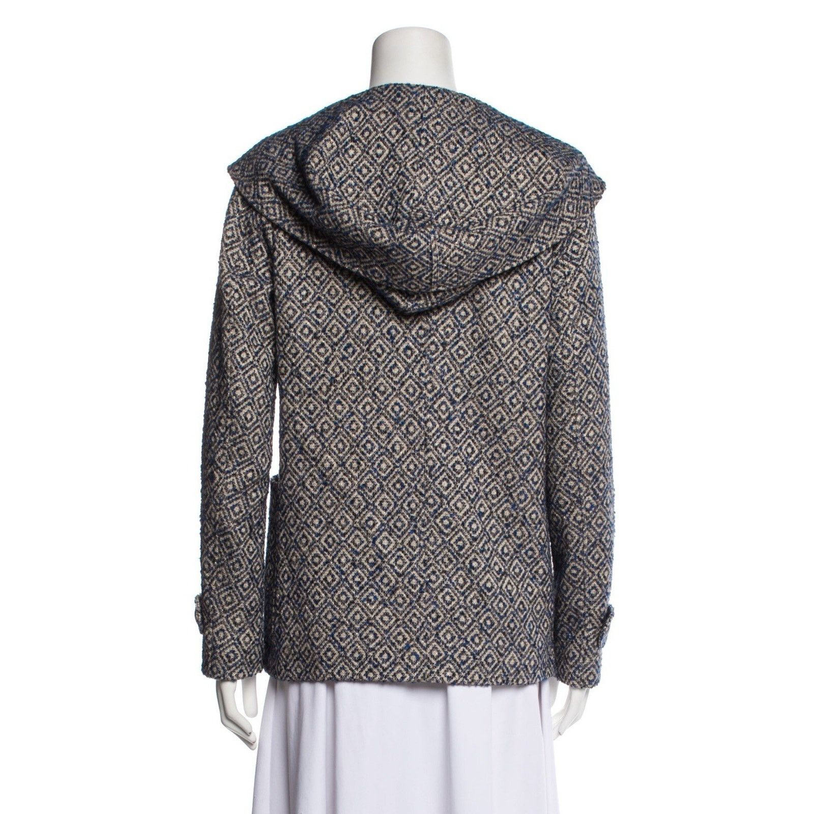 Sezane Sezane Printed Double Breasted Hooded Jacket Wool Blend S Size S / US 4 / IT 40 - 4 Thumbnail