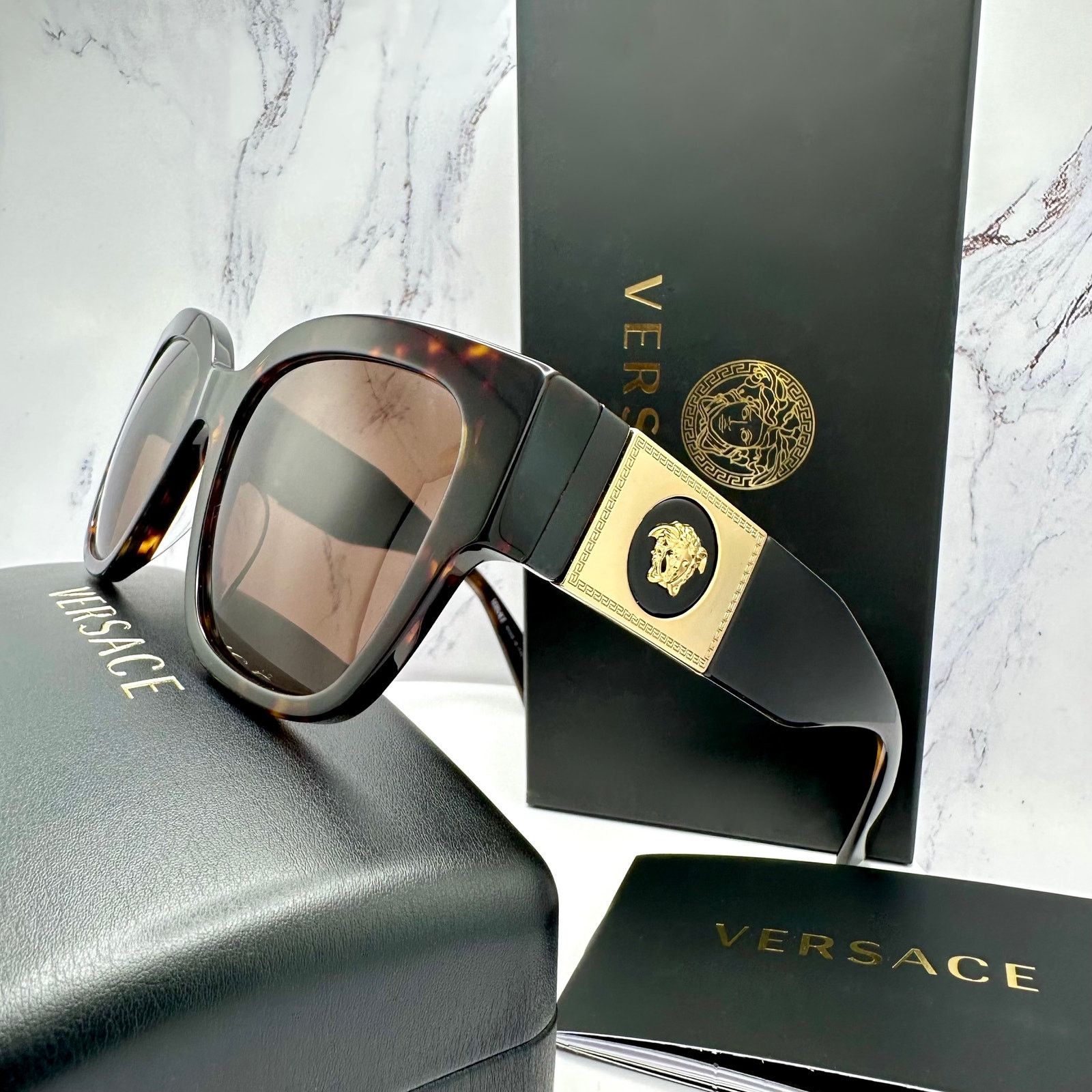 Versace NEW VERSACE Sunglasses Brown Black Tortoise Gold Medusa Size ONE SIZE - 13 Thumbnail
