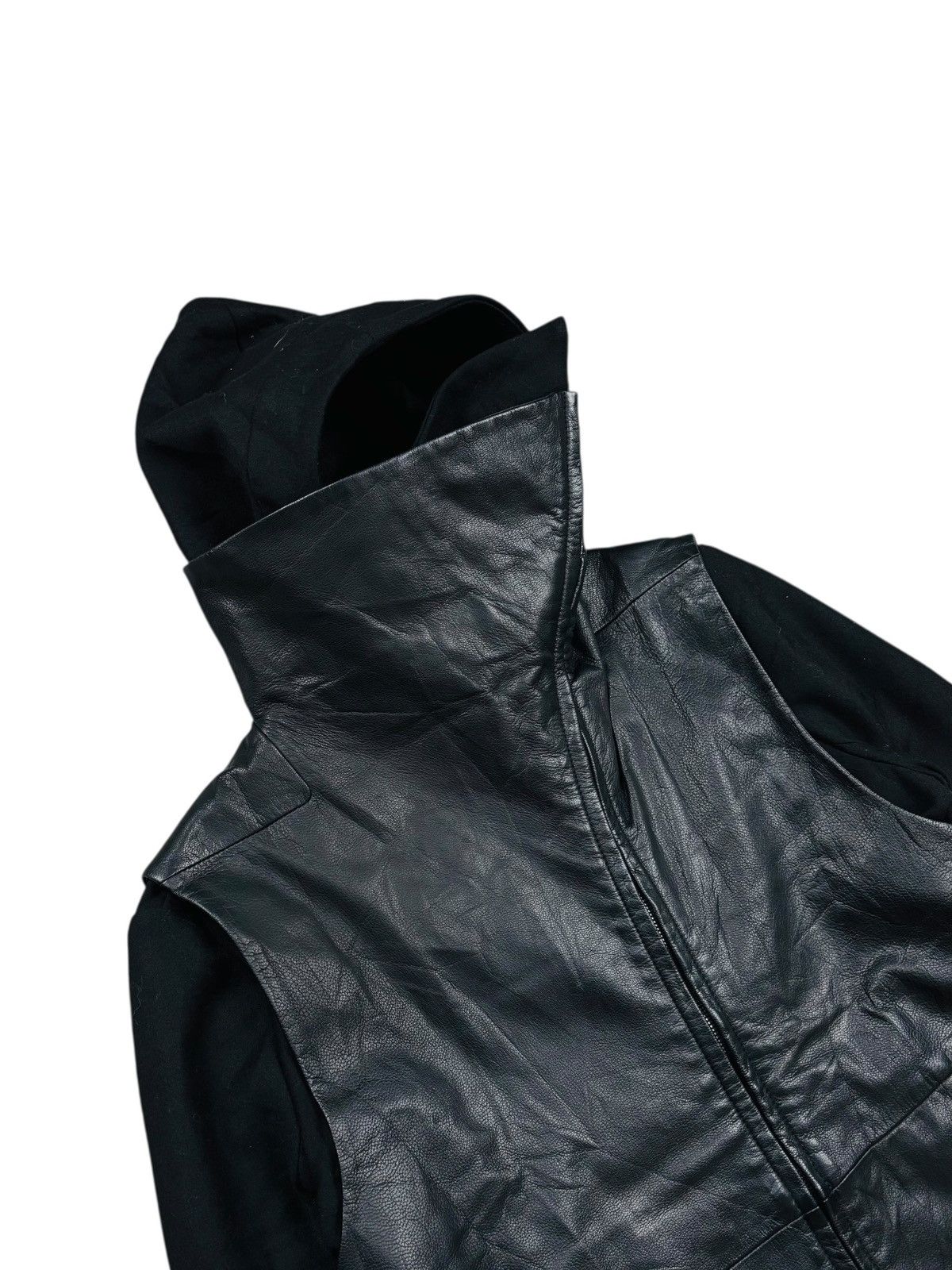 Ekam 2000s System - Rick Owens Style Asymetric Zip Leather Jacket Size US M / EU 48-50 / 2 - 8 Thumbnail