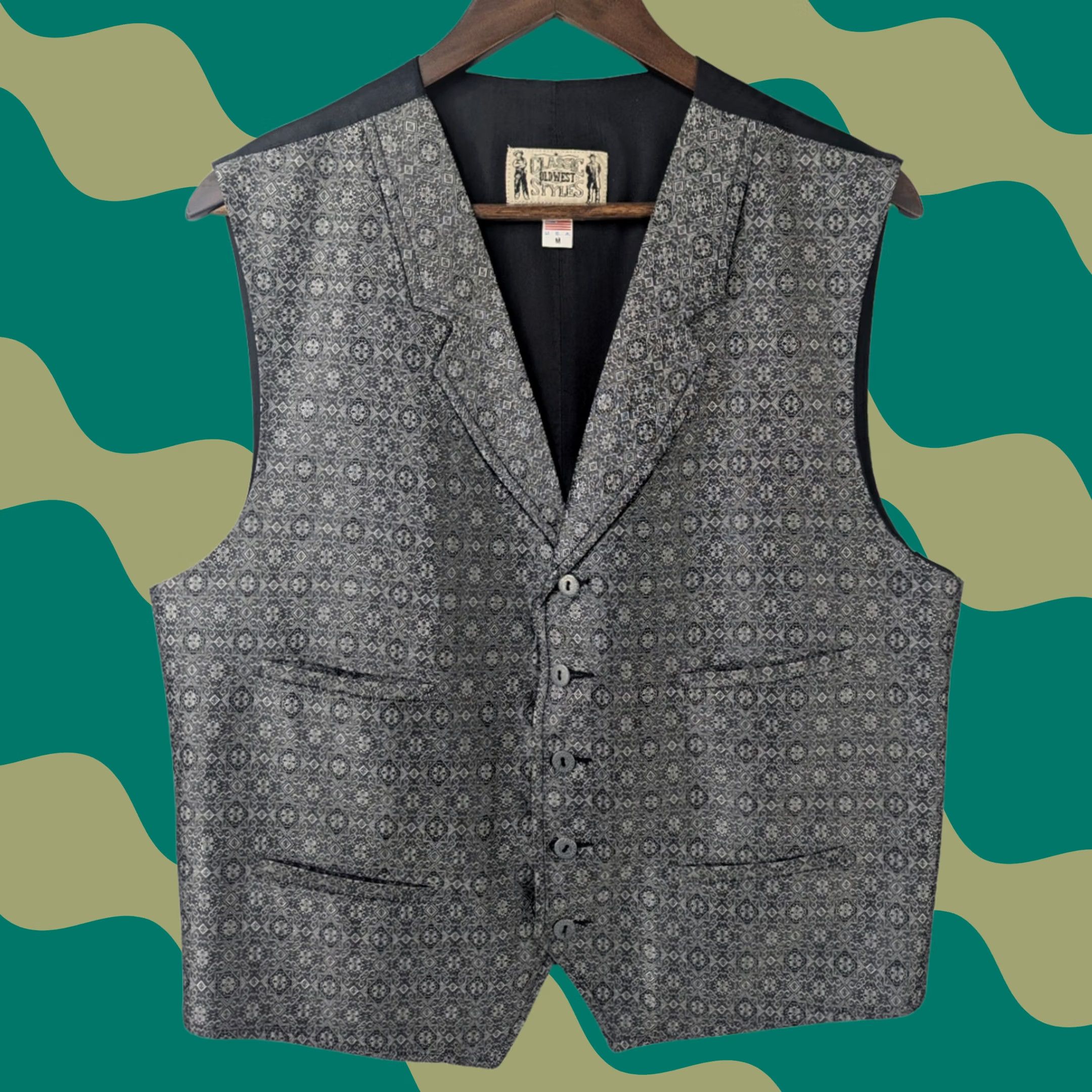 Vintage Classic Old West Styles Vest Men M Gray Polyester Cowboy Buckle Size US M / EU 48-50 / 2 - 1 Thumbnail