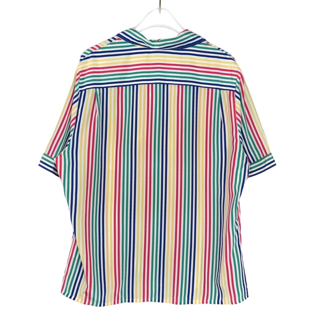 Vintage Vintage Retro Candy Stripe Blouse Short Sleeve Button Down Size L / US 10 / IT 46 - 4 Thumbnail