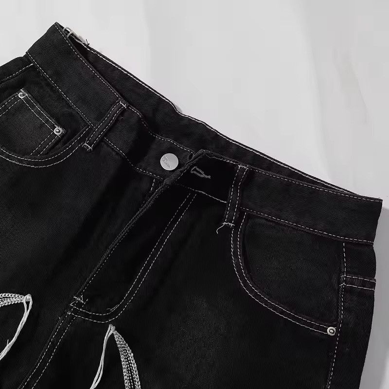 Vintage Embroidery String Stacked Black Jeans Size US 34 / EU 50 - 6 Thumbnail