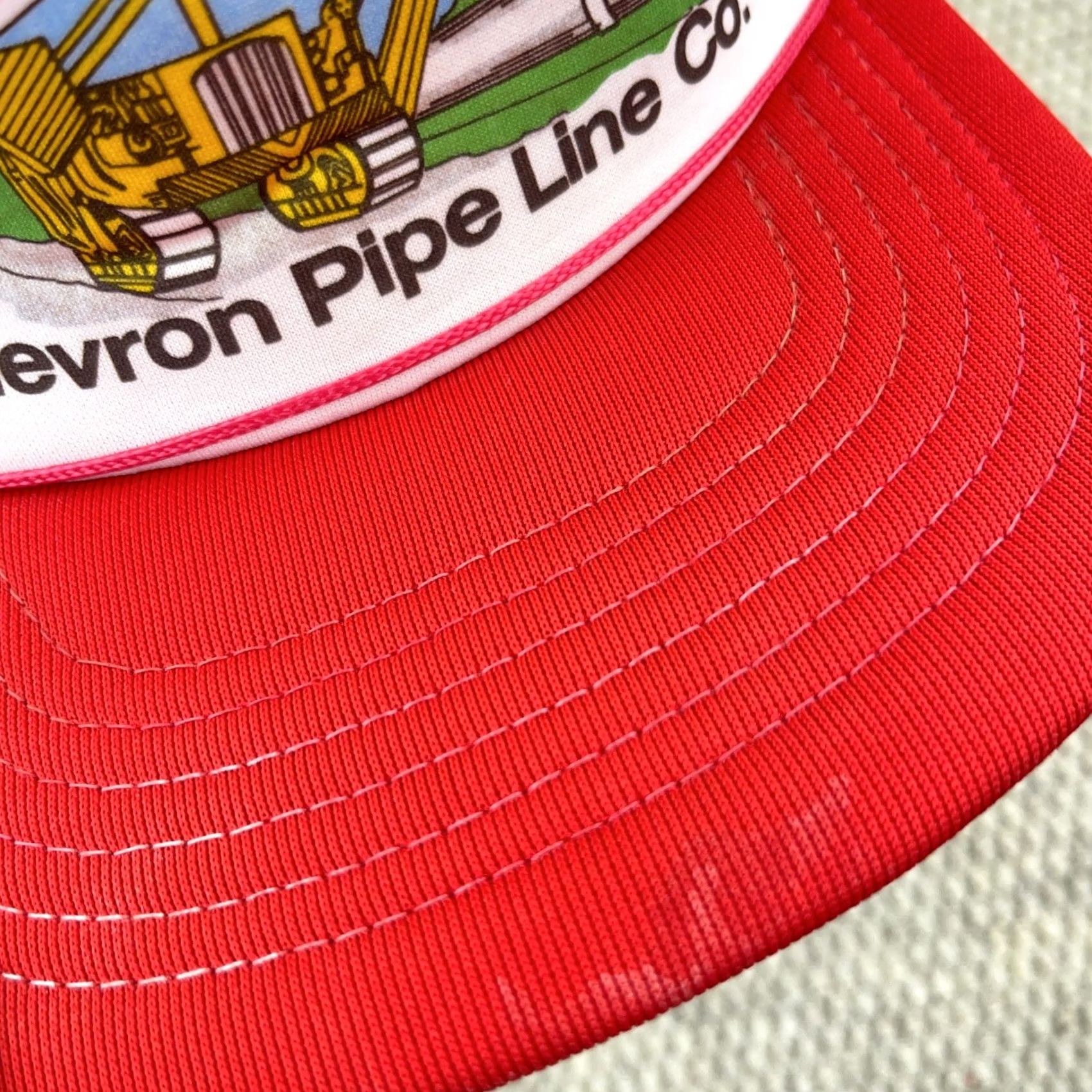 Vintage VINTAGE Chevron Pipe Line Trucker Hat Cap 90s Red Snapback Oil Gas Petroleum Rope Mens 80s Outdoor USA Size ONE SIZE - 3 Thumbnail
