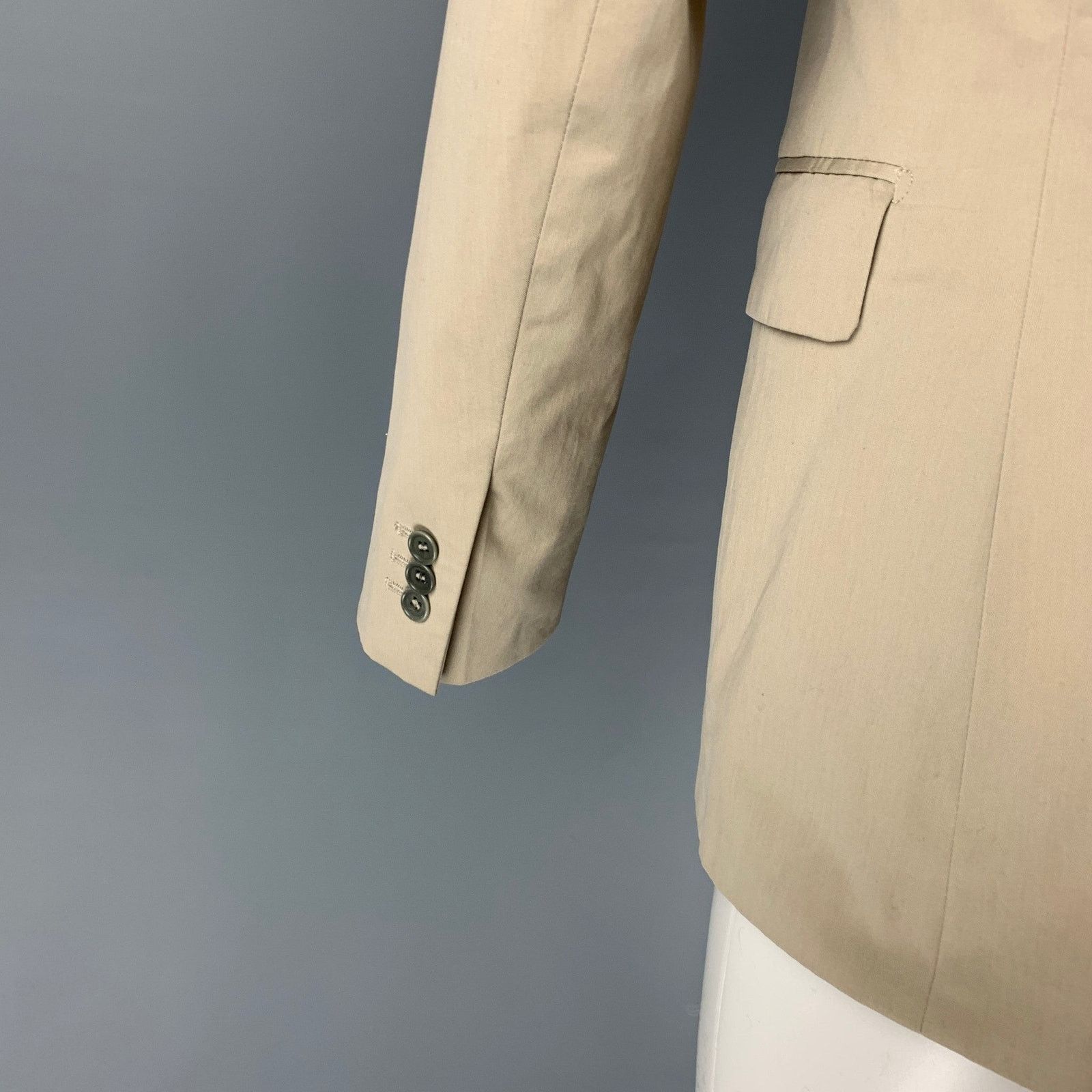 Barneys New York BARNEY'S CO-OP Size 36 Khaki Cotton Notch Lapel Sport Coat Size 36R - 4 Thumbnail