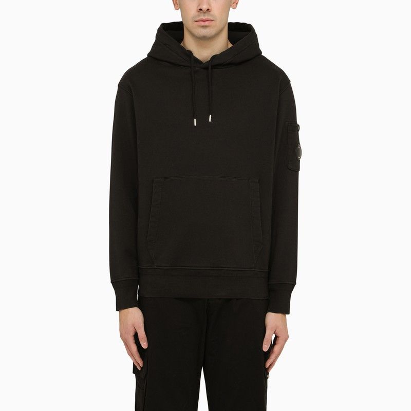 image of C P Company Black Hoodie With Lens Detail, Men's (Size 2XL)