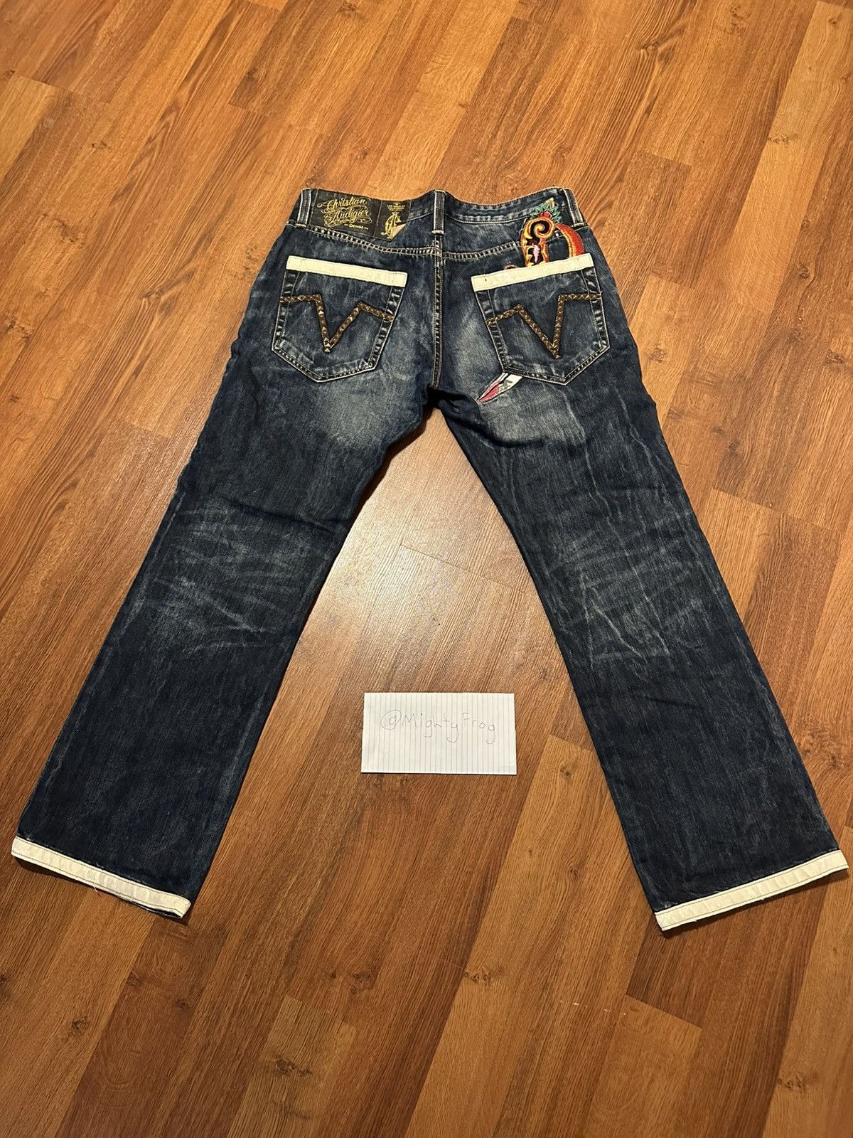 Christian Audigier × Ed Hardy × Vintage Christian Audiger Dagger Jeans Embroidered Size US 36 / EU 52 - 2 Thumbnail