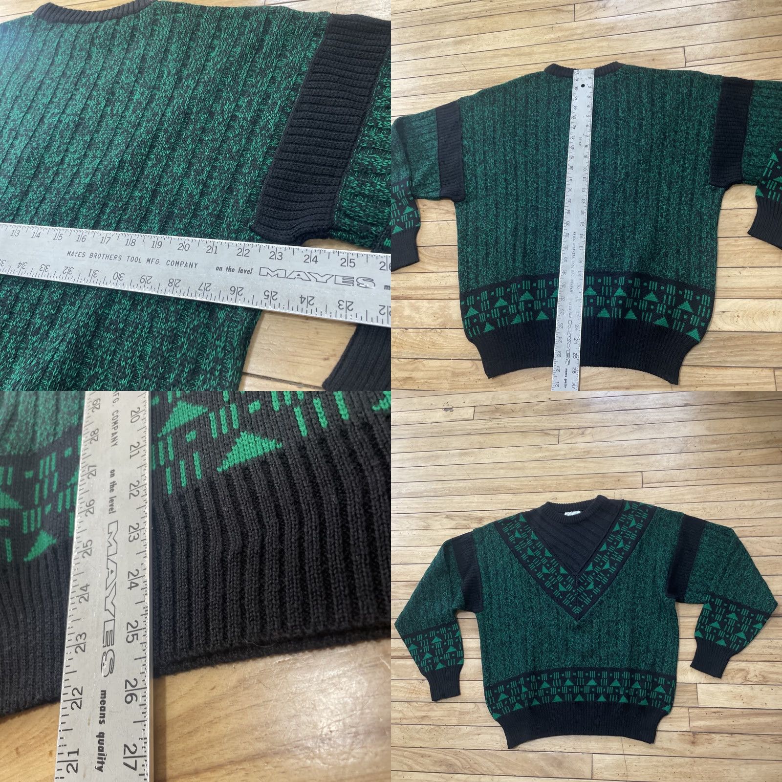 Vintage VINTAGE Gee 2 Vtg Italian Wool Sweater Men L Green Black 90s Y2k Tapered Cosby Knit 46" Size US L / EU 52-54 / 3 - 8 Thumbnail