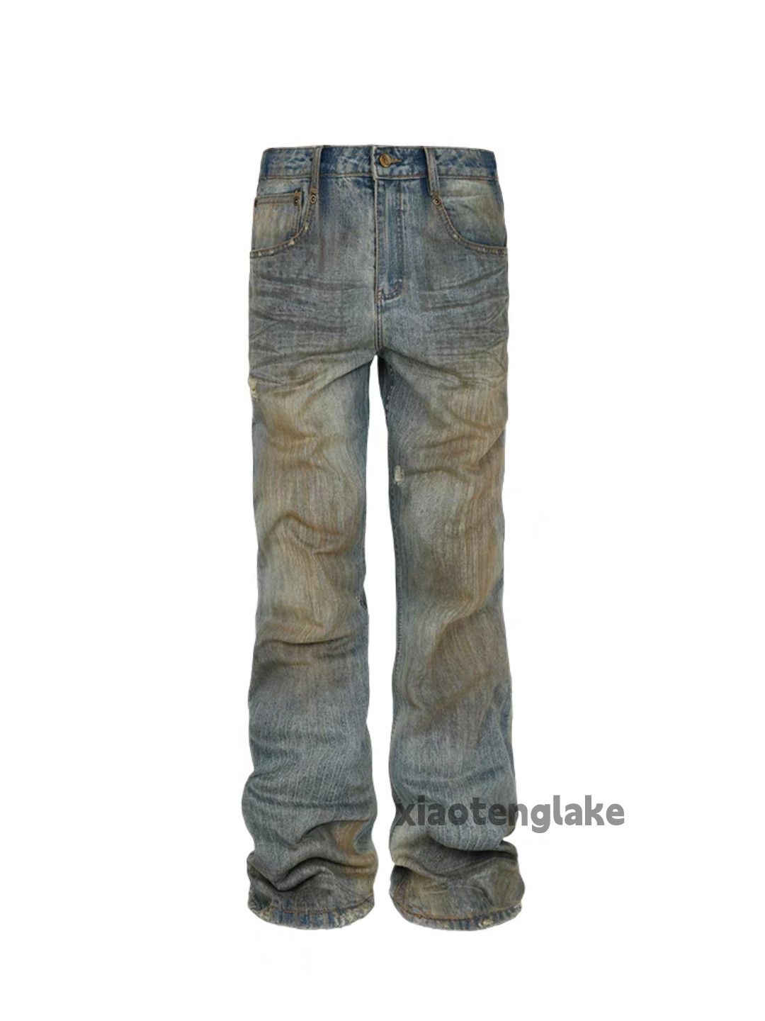 Jean × Vintage washed faded rusty stain grunge hiphop flared jeans Size US 36 / EU 52 - 2 Thumbnail