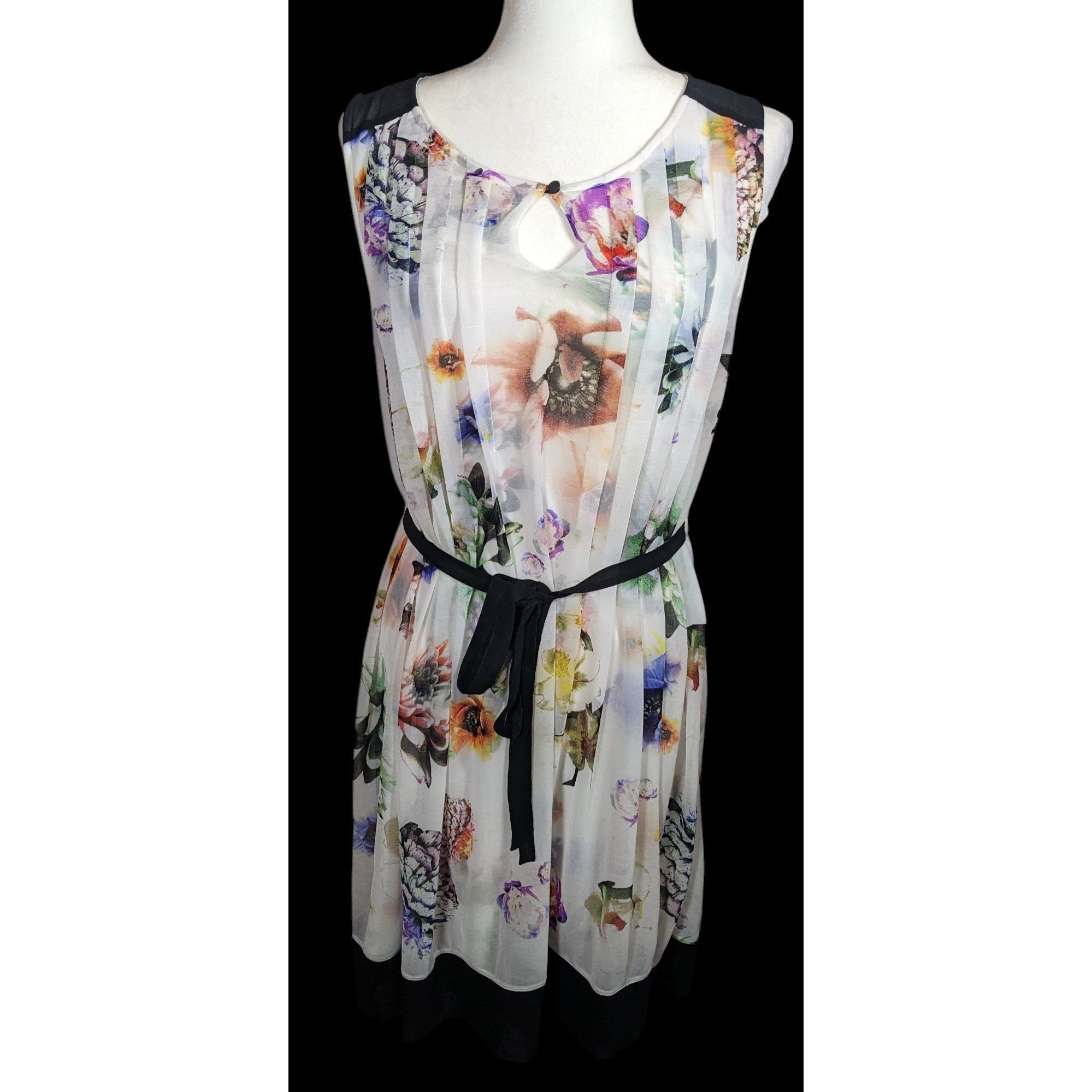 Vera Wang SImply Vera Vera Wang Floral Pleated Dress Size M / US 6-8 / IT 42-44 - 2 Thumbnail
