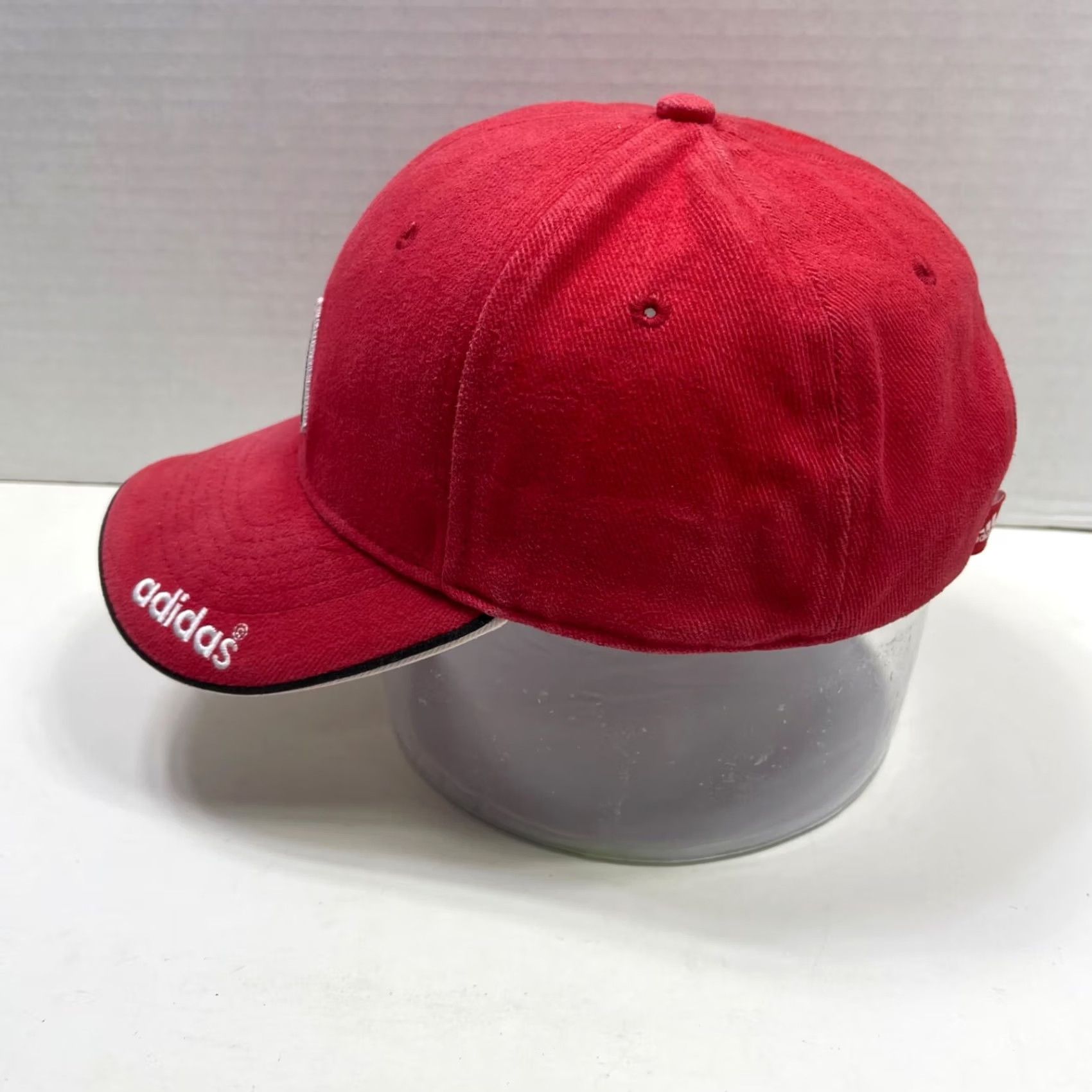 Adidas Adidas Hat Red Adjustable Strapback 3-D Logo Distressed Look Size ONE SIZE - 3 Thumbnail