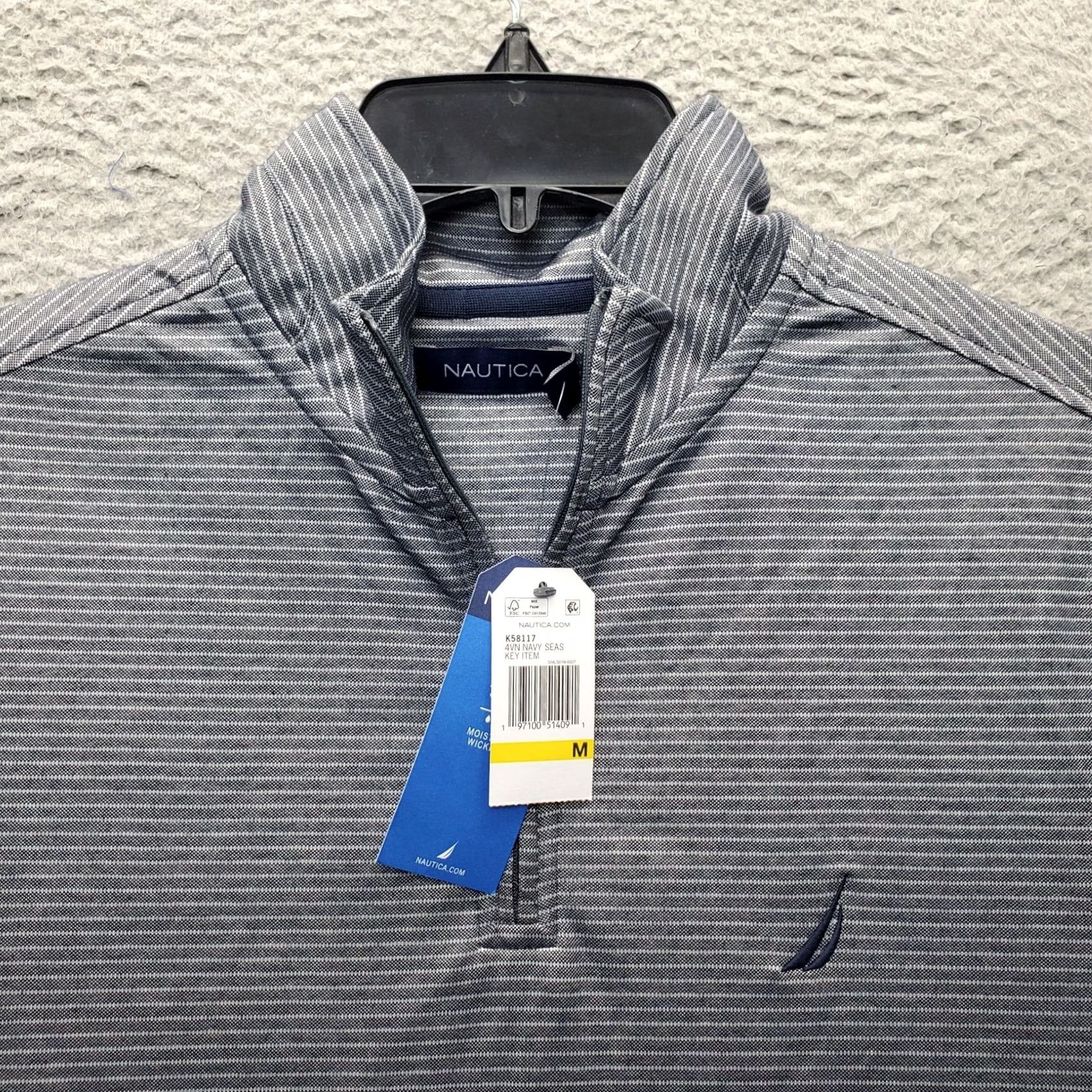 Nautica Nautica Mens 1/4 Zip Pullover Striped Moisture Wicking K58117 M Multicolor Shirt Size US M / EU 48-50 / 2 - 5 Thumbnail
