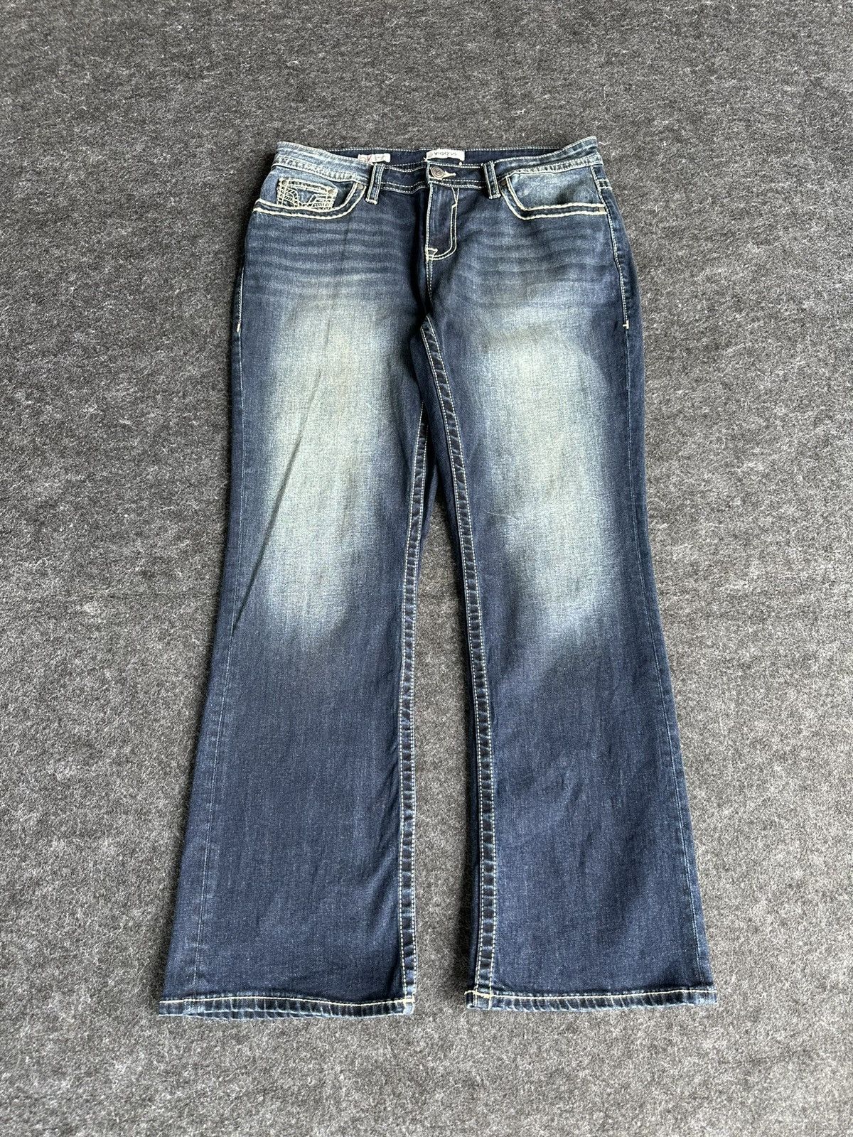 If Six Was Nine Vigoss Flare Baggy Blue Washed Denim D463 Size US 35 - 1 Thumbnail