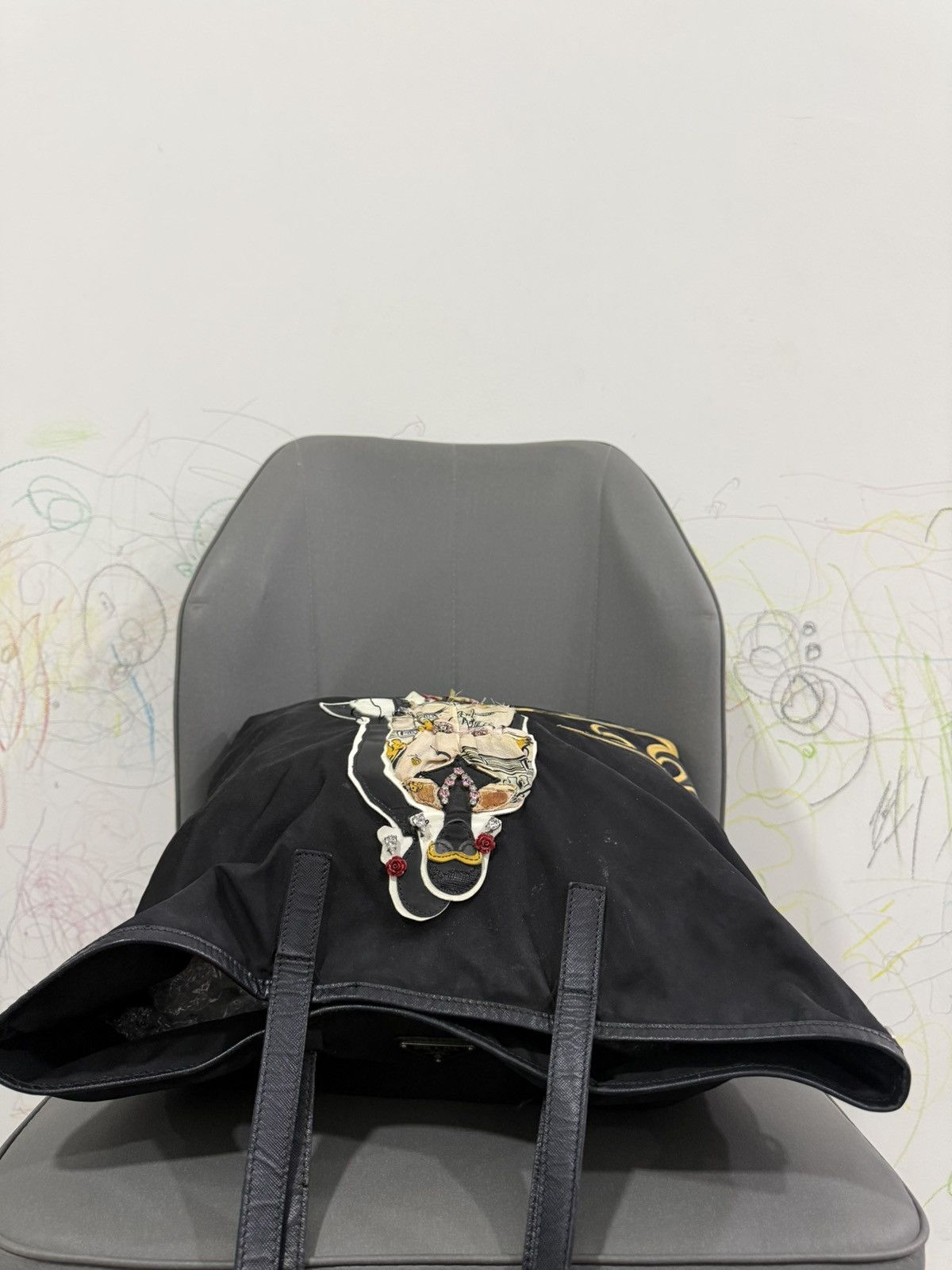 Prada Vintage Prada Black Medium Robot Tote Bag Size ONE SIZE - 6 Thumbnail