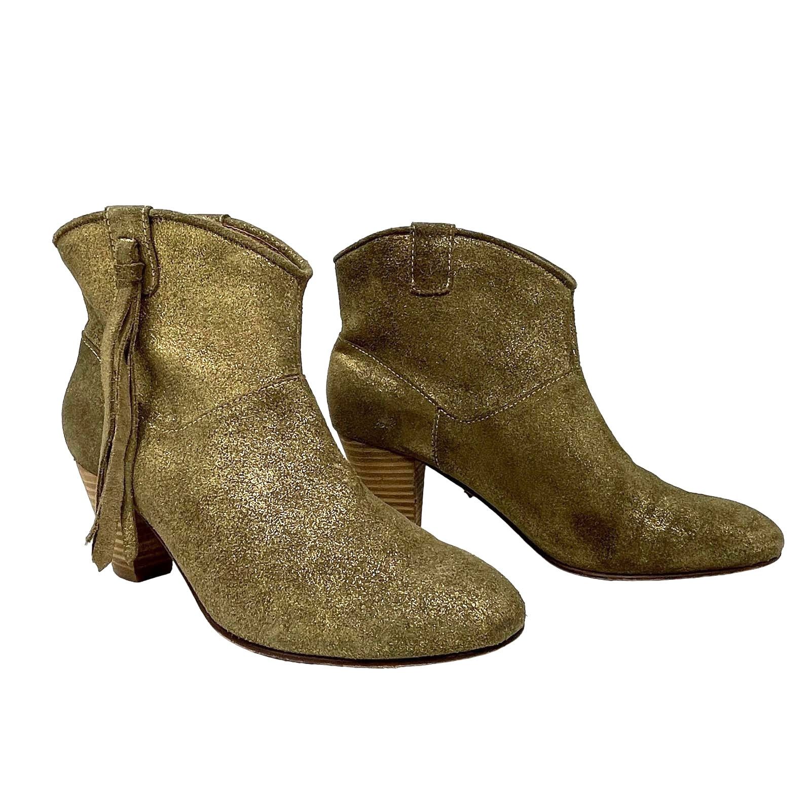 Maje Maje Jaune Gold Suede Ankle Booties Size EU40 US10 UK7 Size US 10 / IT 40 - 3 Thumbnail