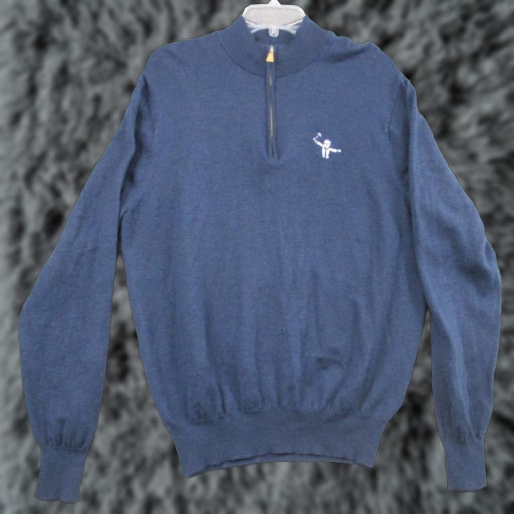 Peter Millar Peter Millar Crown Sweater Men’s Large Merino Wool Blend Blue 1/4 Zip Crewneck Sports Golf Knit Pullover Long Sleeve Solid Knit | Mens Size US L / EU 52-54 / 3 - 1 Thumbnail